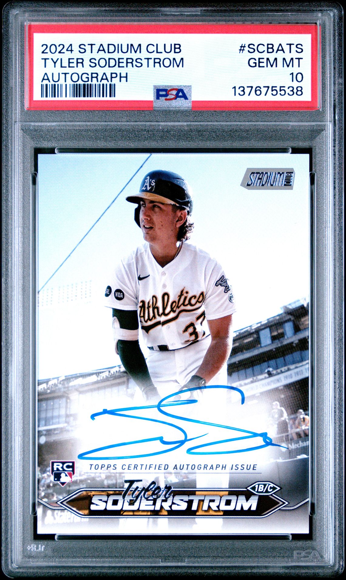 2024 Topps Stadium Club Base Autographs Tyler Soderstrom #Scbats Gem Mt 10 front