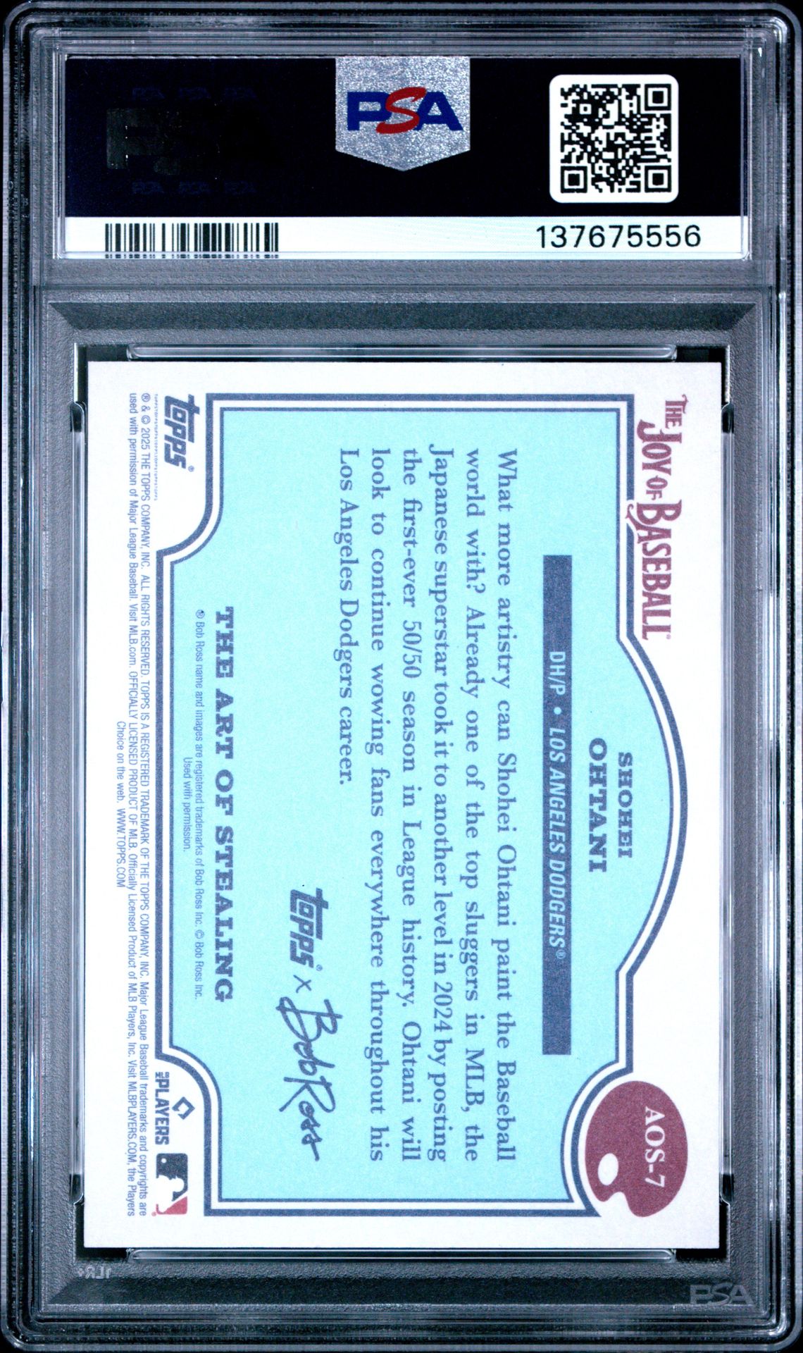 2025 Topps X Bob Ross The Joy Of Baseball The Art Of Stealing Shohei Ohtani #Aos-7 (Art/Stealing-Sap Green) Gem Mt 10 back