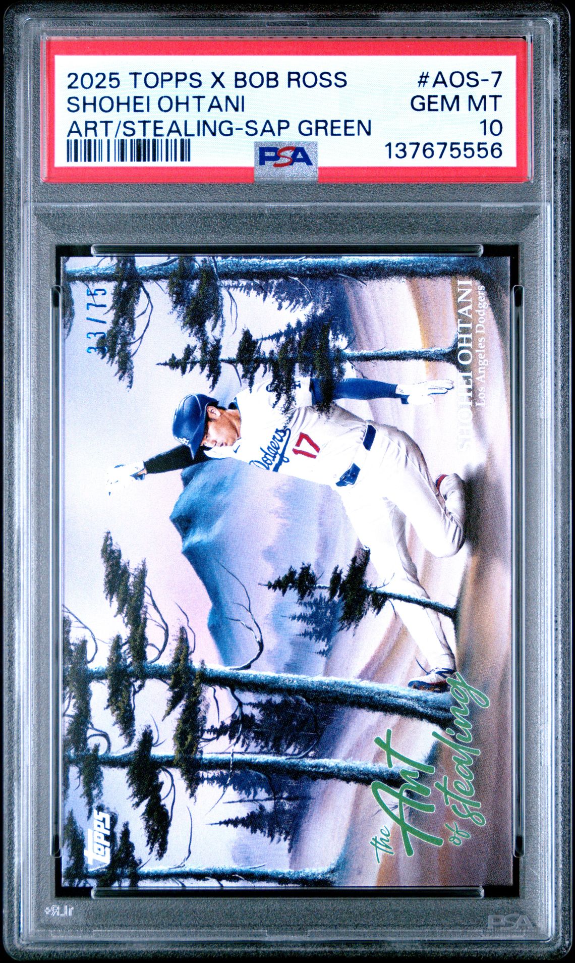 2025 Topps X Bob Ross The Joy Of Baseball The Art Of Stealing Shohei Ohtani #Aos-7 (Art/Stealing-Sap Green) Gem Mt 10 front