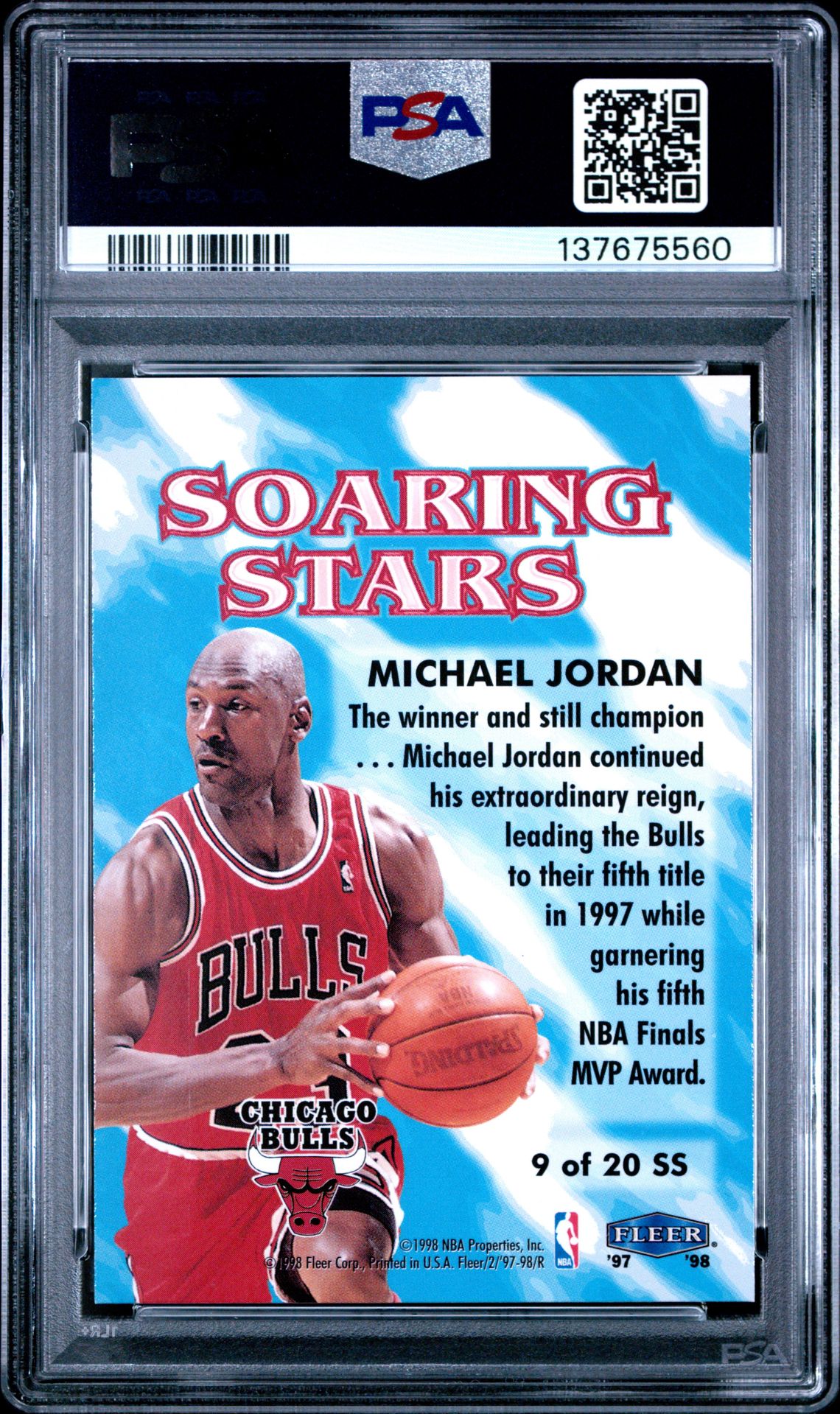 1997 Fleer Soaring Stars Michael Jordan #9 (Soaring Stars) Gem Mt 10 back