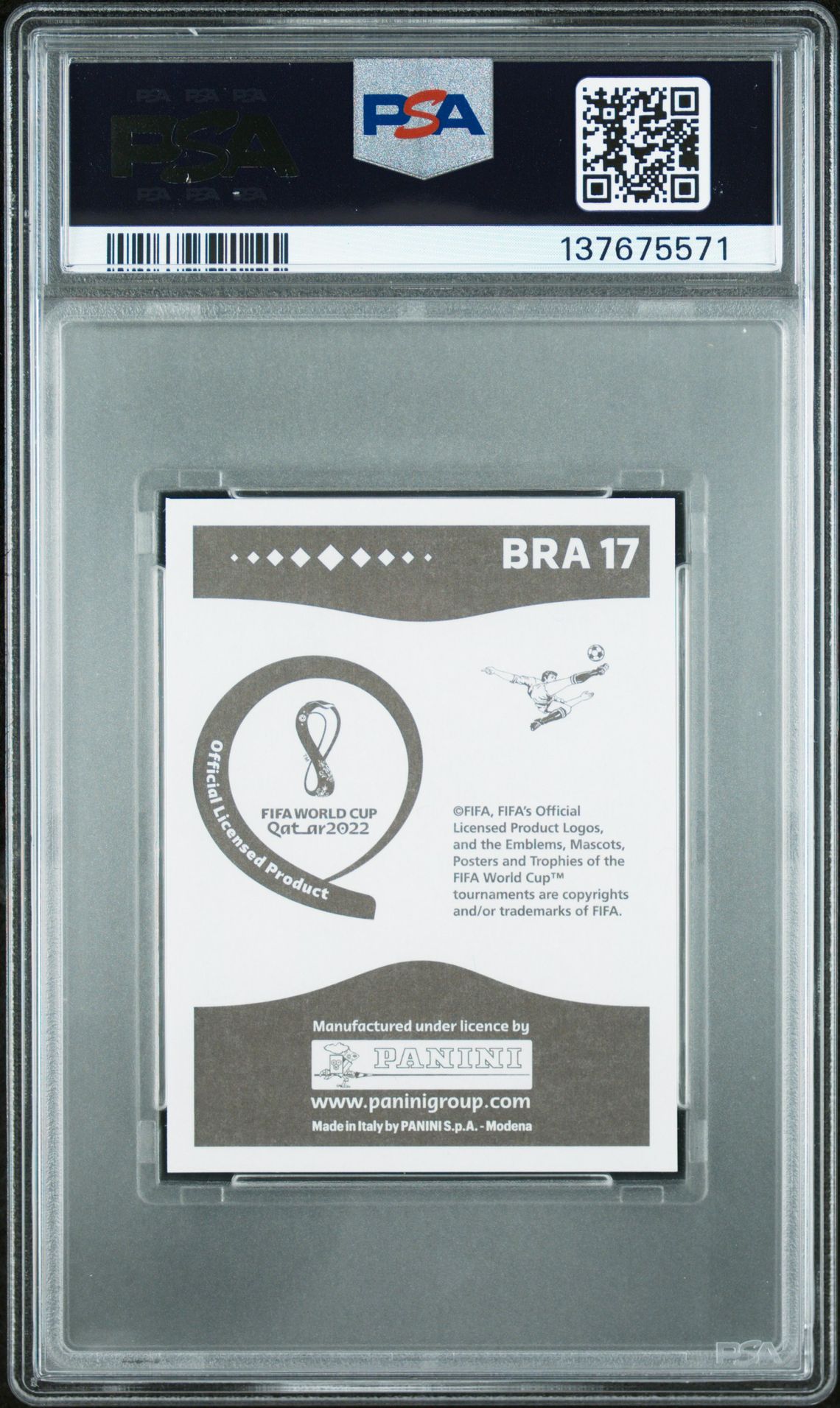 2022 Panini Fifa World Cup Qatar Stickers Neymar Jr #Bra17 (Stickers-Gray Back) Gem Mt 10 back