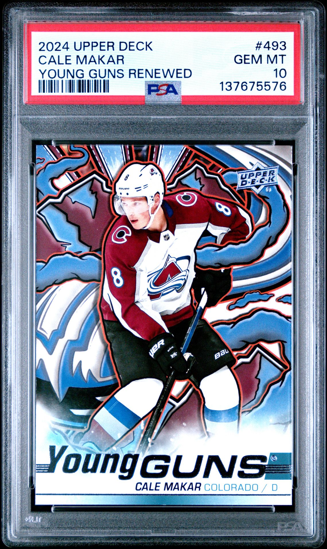 2024 Upper Deck Young Guns Renewed Cale Makar #493 Gem Mt 10 front