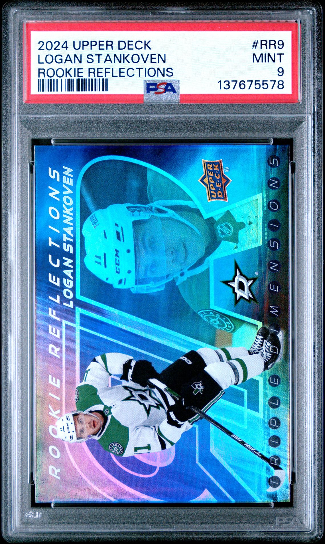 2024 Upper Deck Rookie Reflections Logan Stankoven #Rr9 Mint 9 front