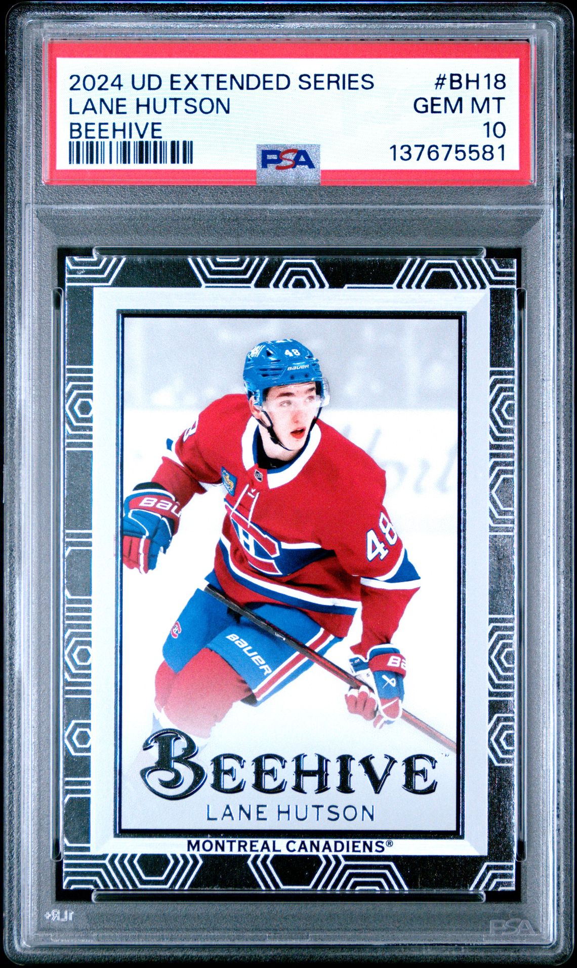 2024 Upper Deck Extended Series Beehive Lane Hutson #Bh18 Gem Mt 10 front
