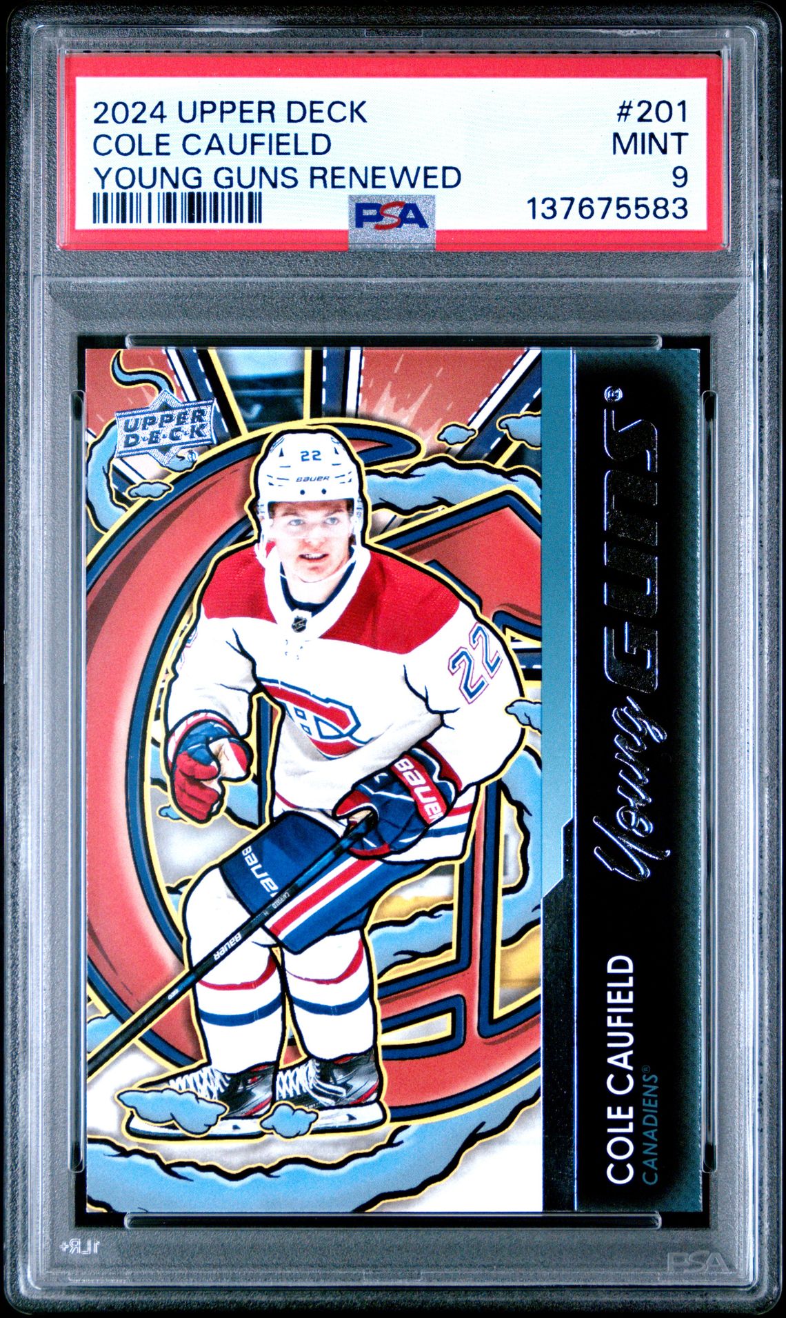 2024 Upper Deck Young Guns Renewed Cole Caufield #201 Mint 9 front