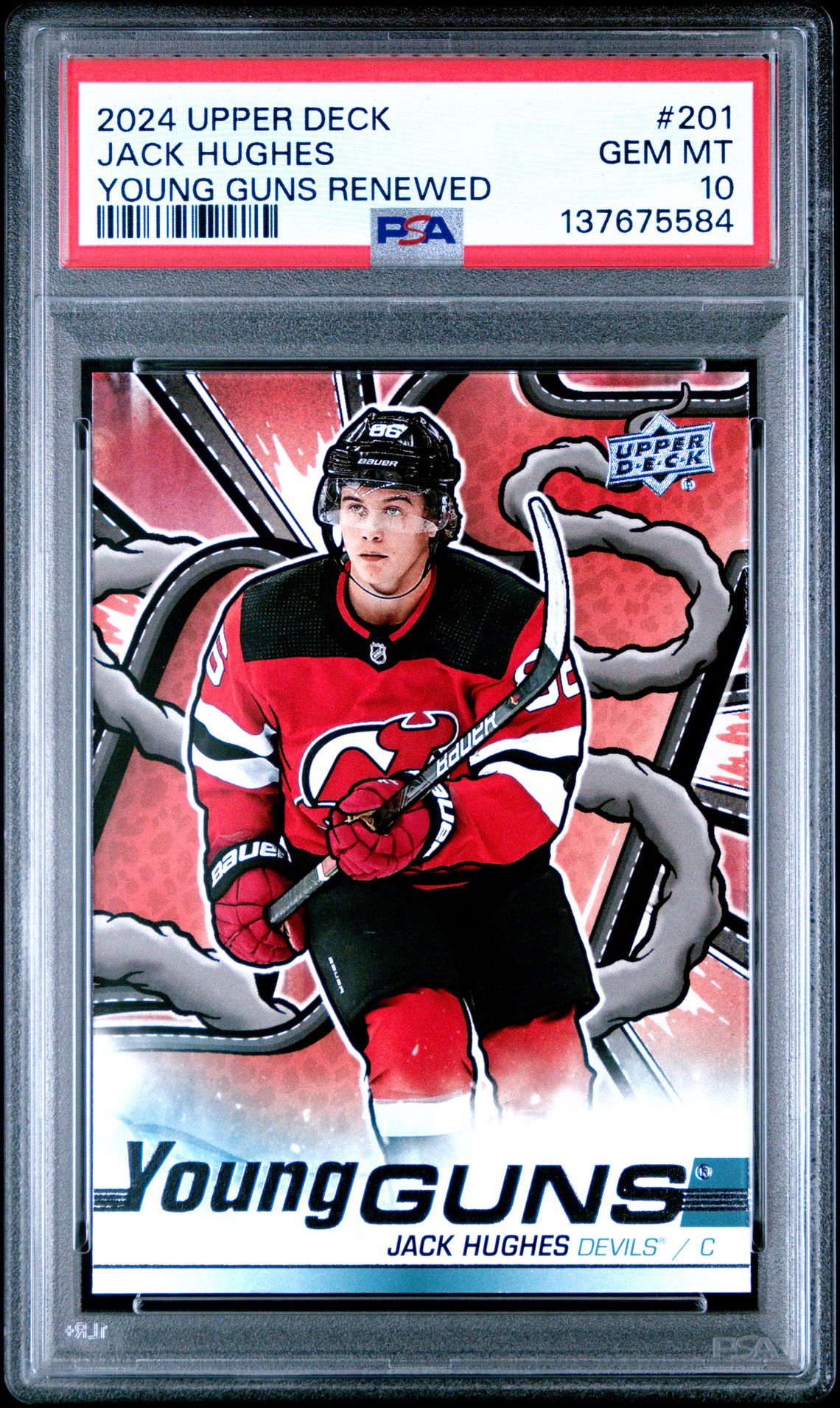 2024 Upper Deck Young Guns Renewed Jack Hughes #201 Gem Mt 10 front