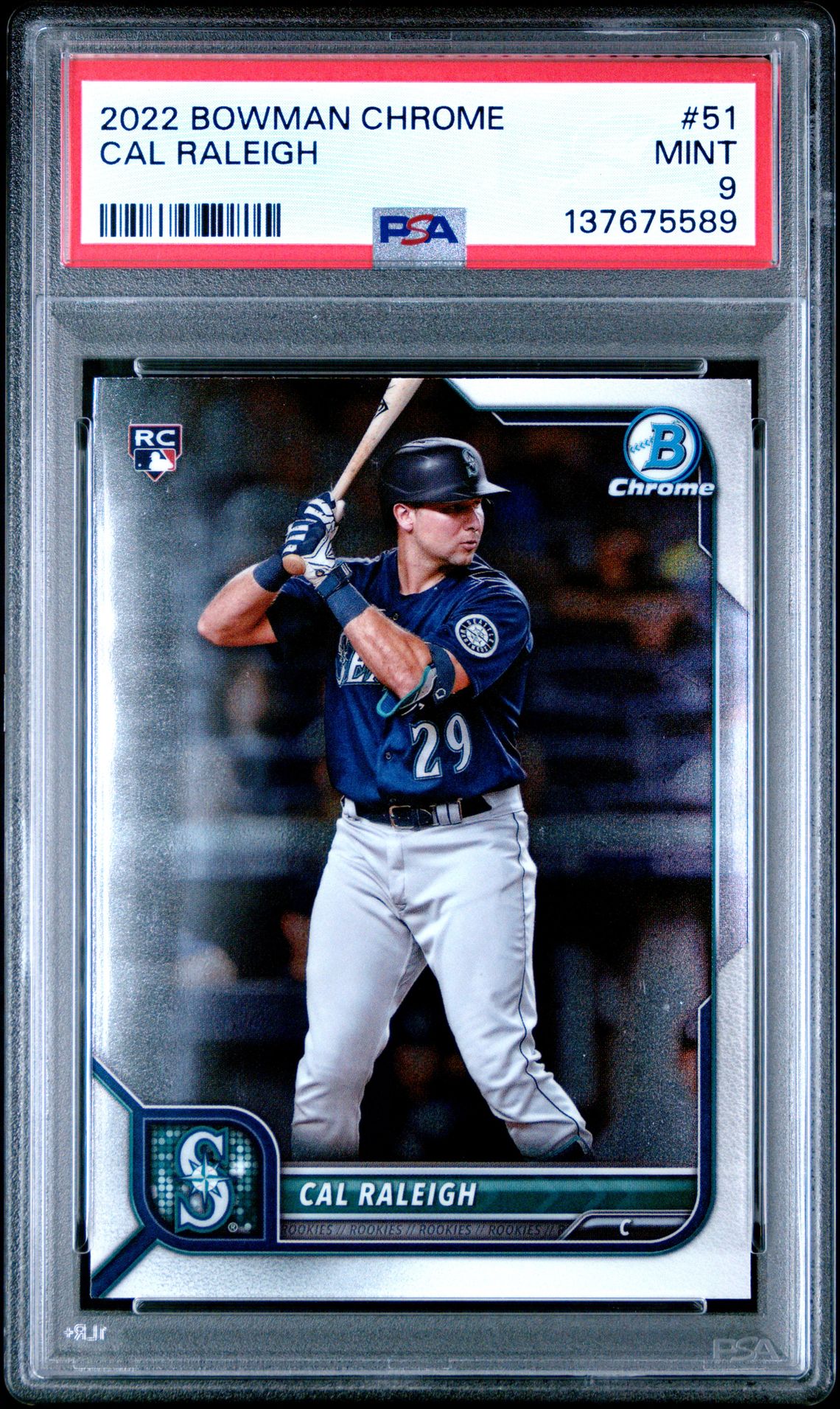 2022 Bowman Chrome Cal Raleigh #51 Mint 9 front