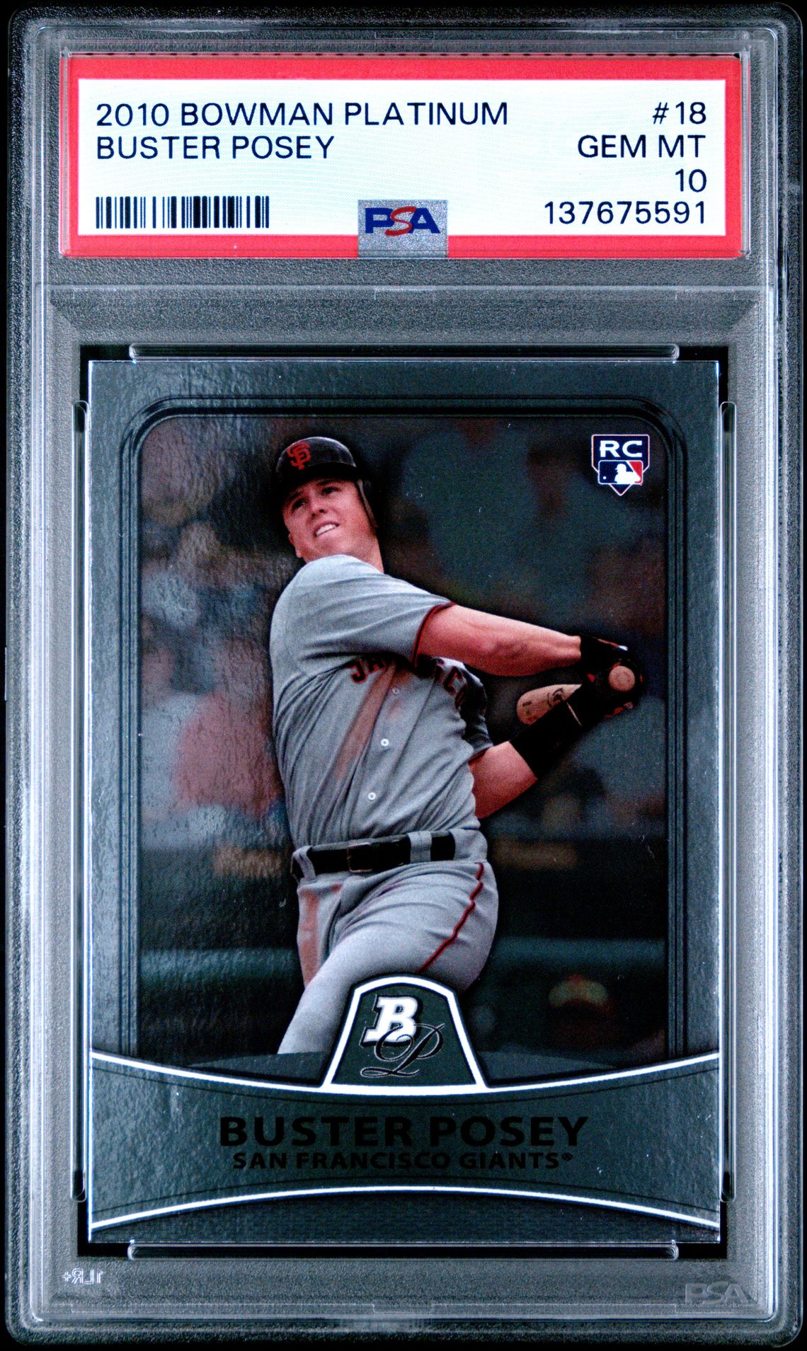 2010 Bowman Platinum Buster Posey #18 Gem Mt 10 front