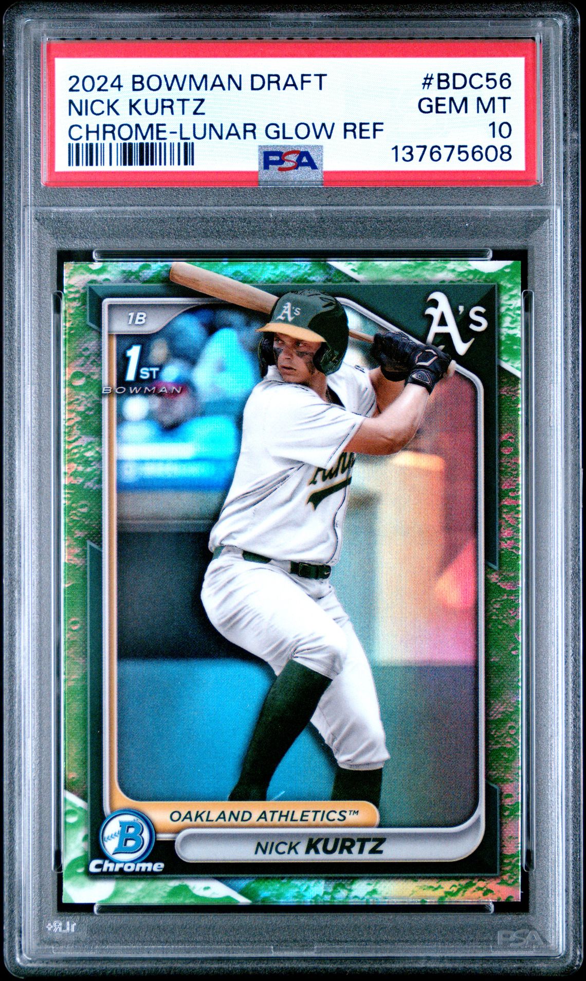 2024 Bowman Draft Nick Kurtz #Bdc56 (Chrome-Lunar Glow Ref) Gem Mt 10 front