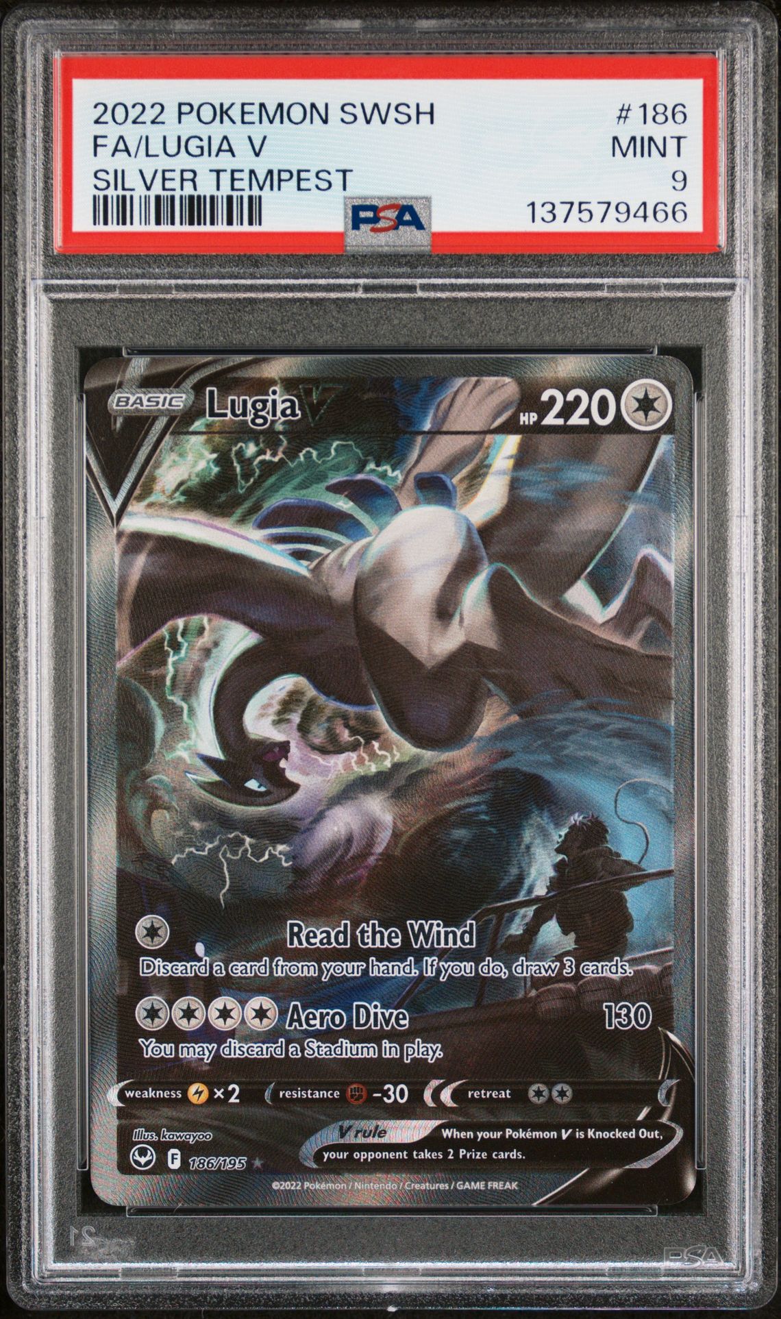 2022 Pokemon Sword & Shield Silver Tempest Fa/Lugia V #186 (Silver Tempest) Mint 9 front