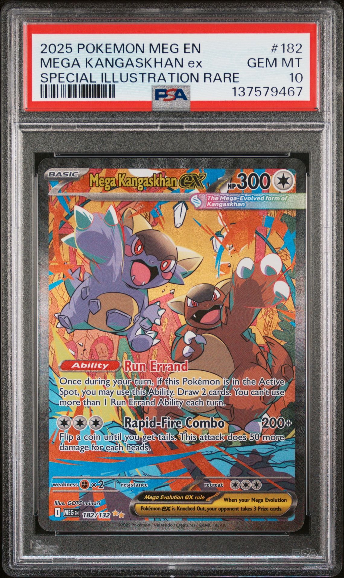 2025 Pokemon Meg En-Mega Evolution Mega Kangaskhan Ex #182 (Special Illustration Rare) Gem Mt 10 front