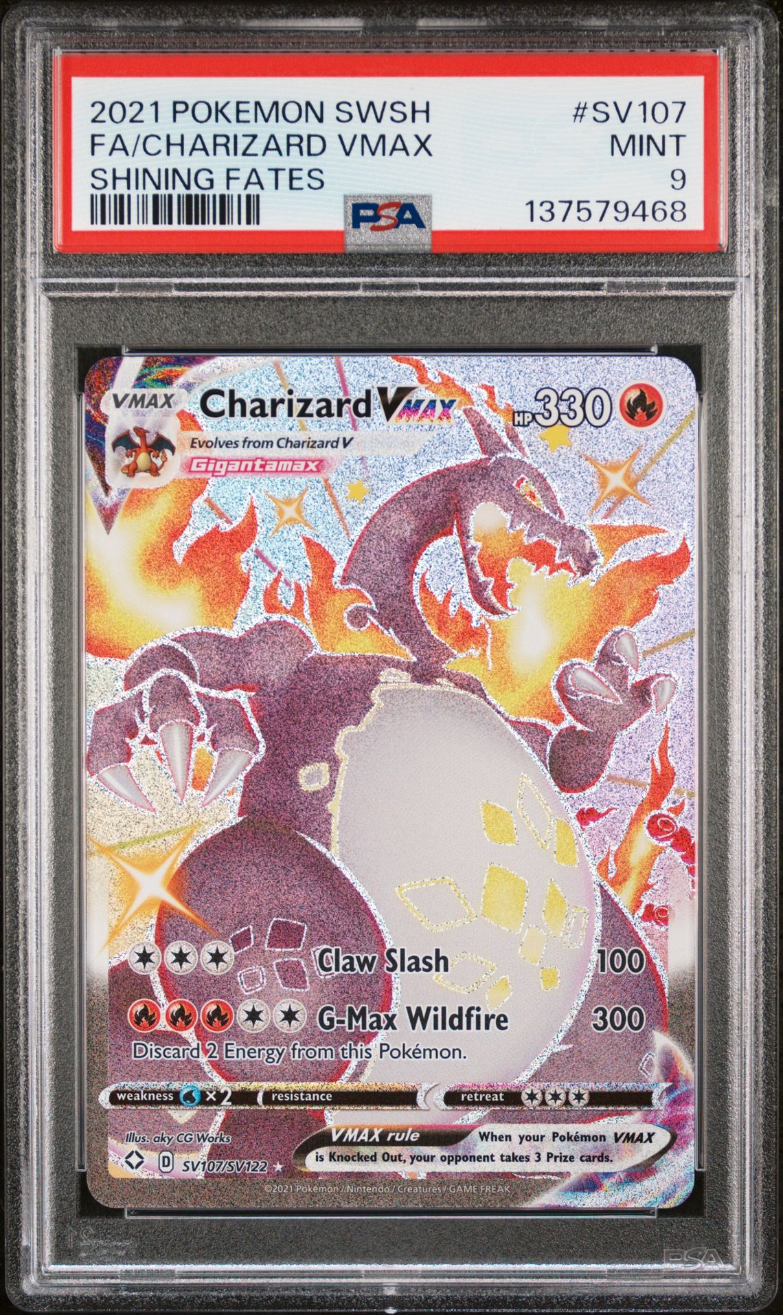 2021 Pokemon Sword & Shield Shining Fates Fa/Charizard Vmax #Sv107 (Shining Fates) Mint 9 front