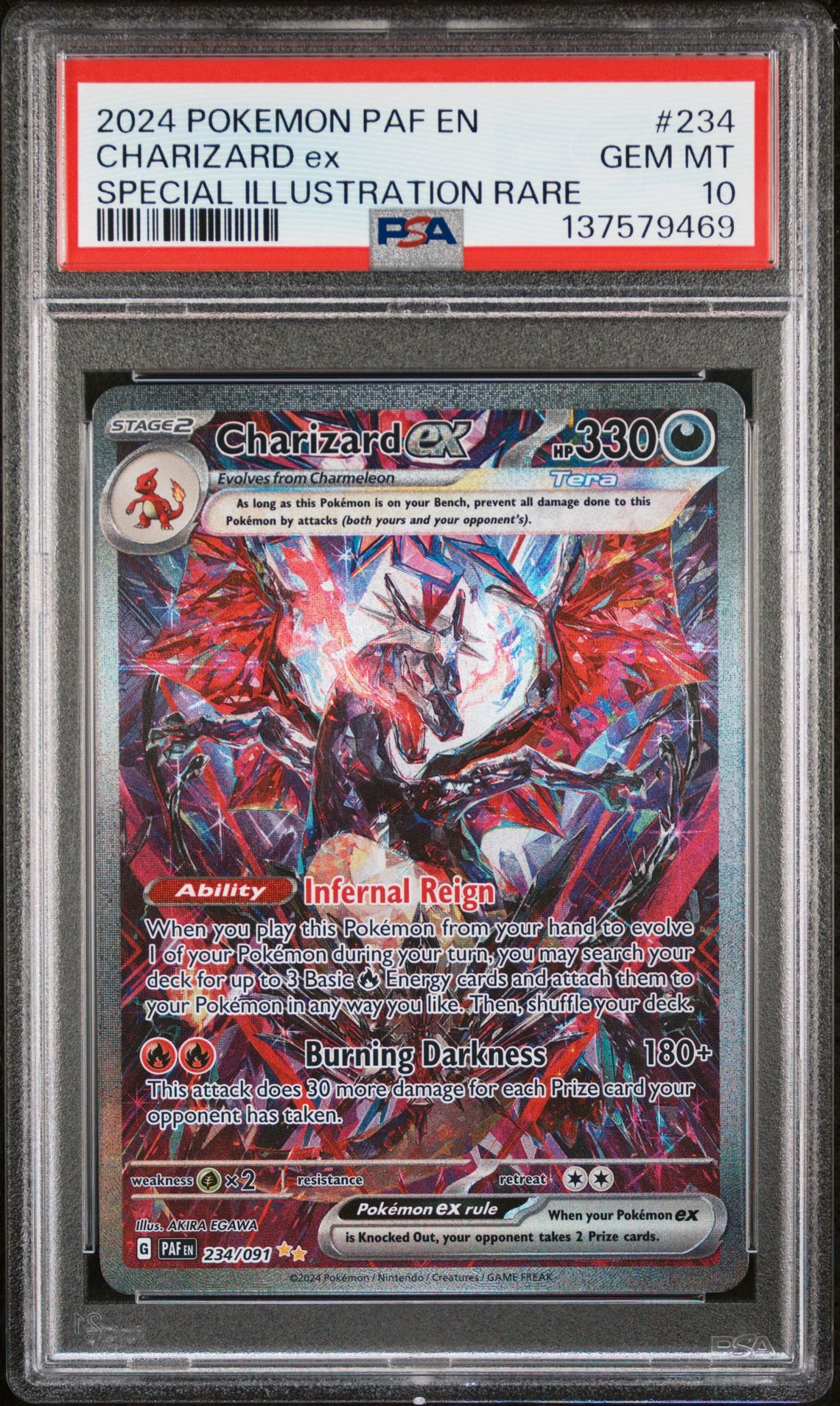 2024 Pokemon Paf En-Paldean Fates Charizard Ex #234 (Special Illustration Rare) Gem Mt 10 front