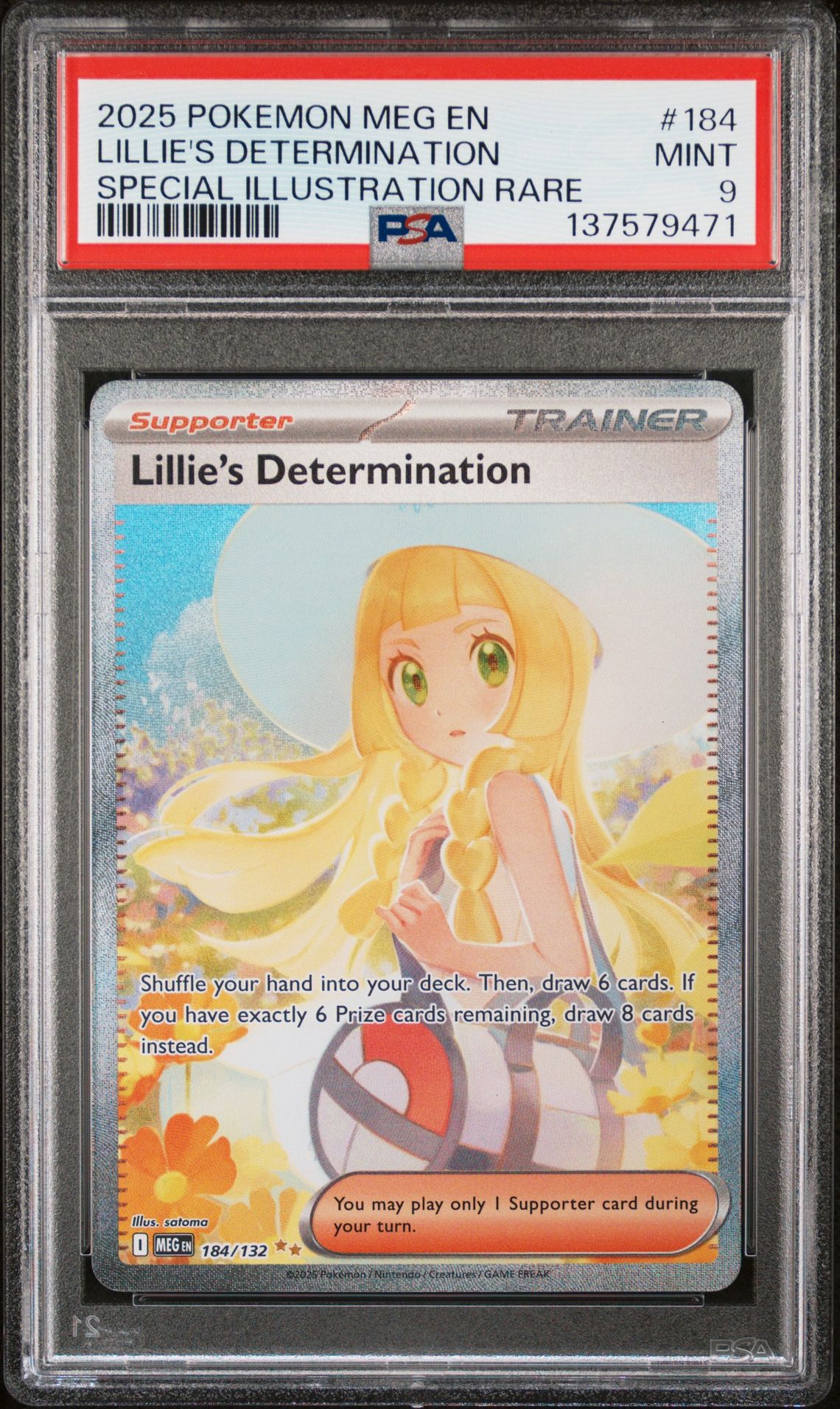 2025 Pokemon Meg En-Mega Evolution Lillie's Determination #184 (Special Illustration Rare) Mint 9 front