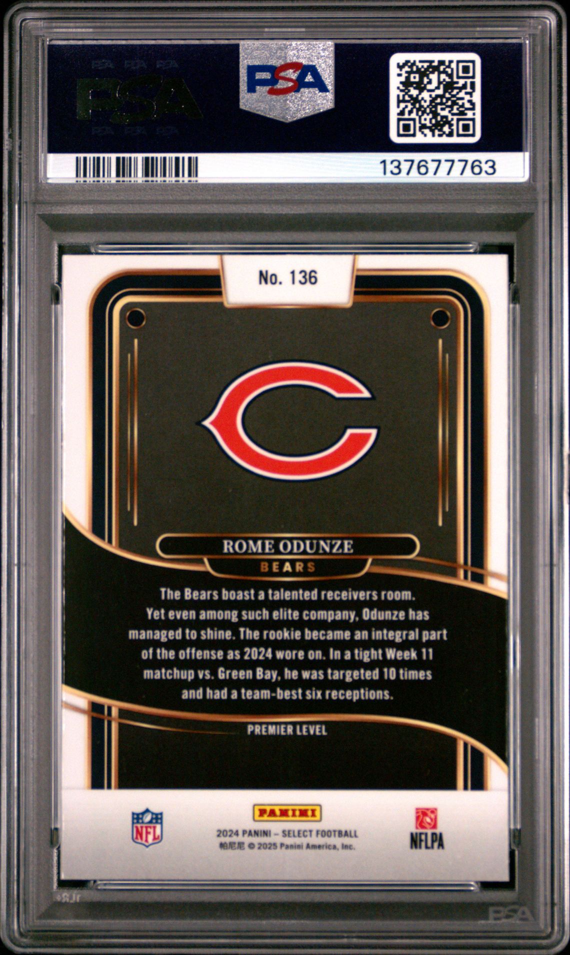 2024 Panini Select Rome Odunze #136 Mint 9 back