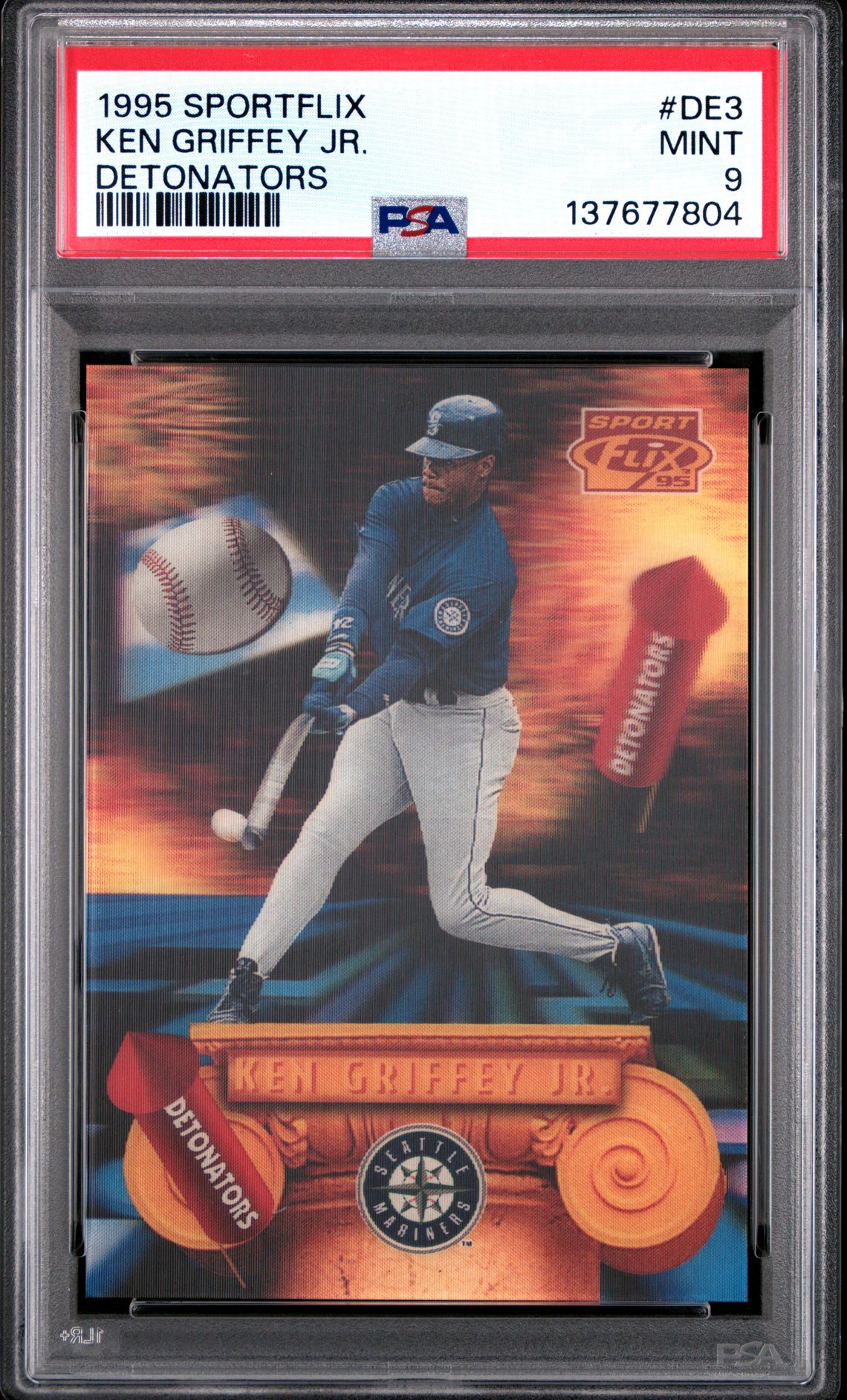 1995 Sportflix Detonators Ken Griffey Jr. #De3 (Detonators) Mint 9 front