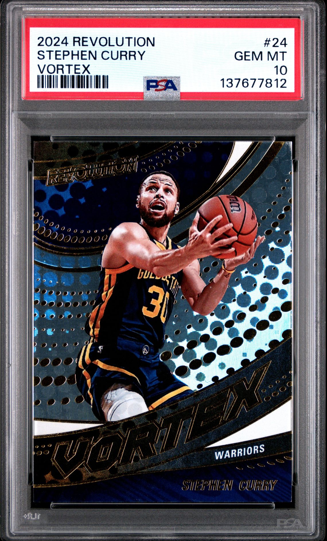 2024 Panini Revolution Vortex Stephen Curry #24 Gem Mt 10 front view - PSA graded GEM MT 10