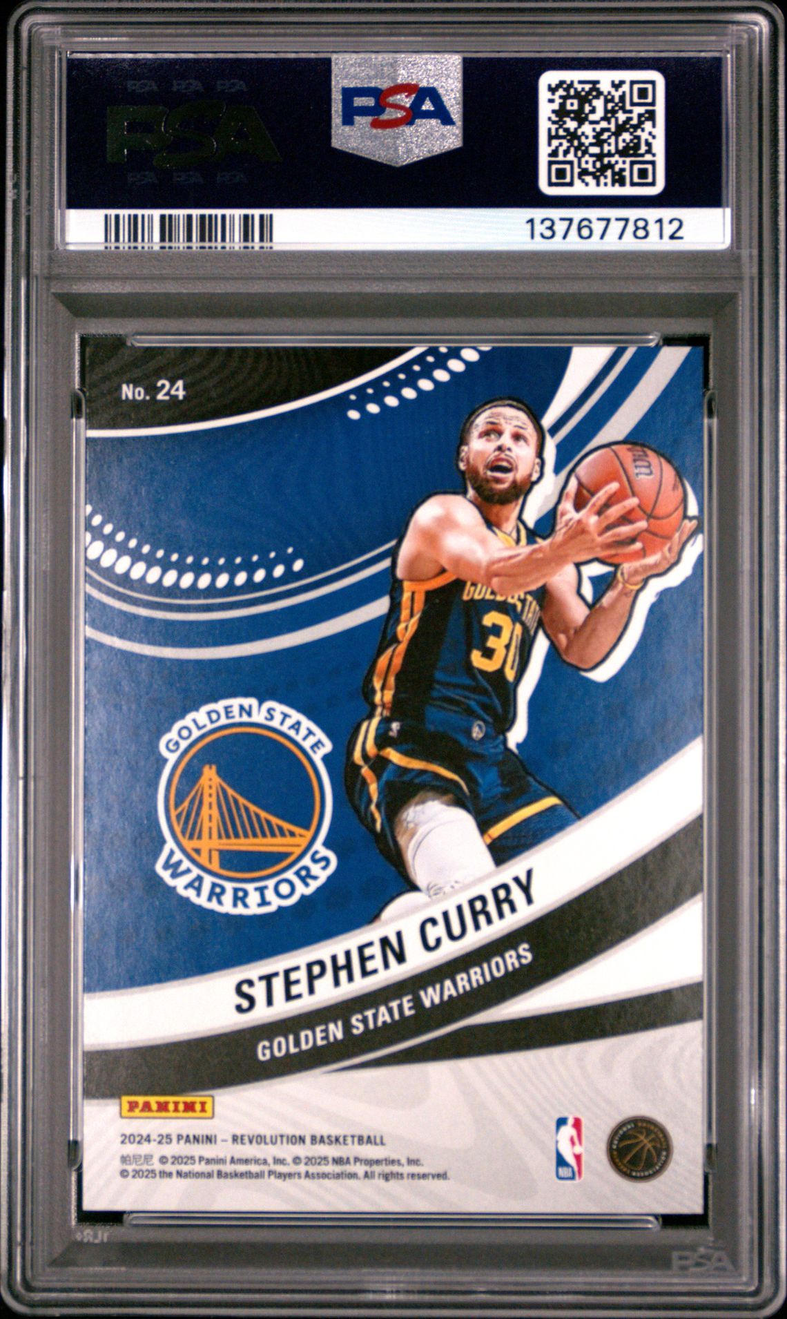 2024 Panini Revolution Vortex Stephen Curry #24 Gem Mt 10 back view - PSA certificate #137677812