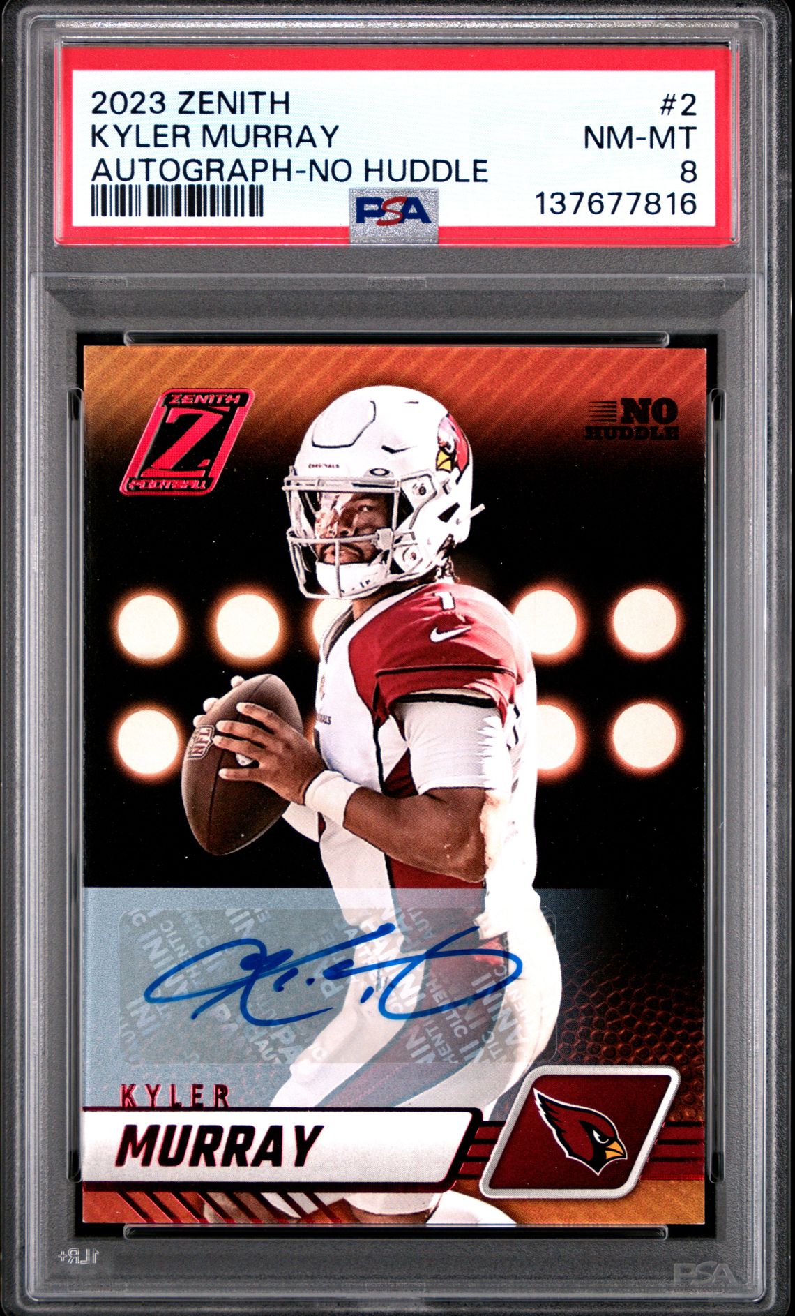 2023 Panini Zenith Kyler Murray #2 (Autograph-No Huddle) Nm-Mt 8 front