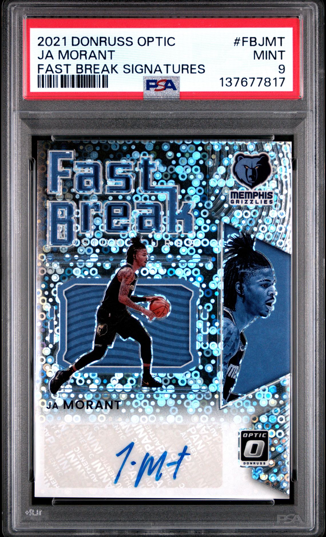 2021 Panini Donruss Optic Fast Break Signatures Ja Morant #Fbjmt (Fast Break Signatures) Mint 9 front