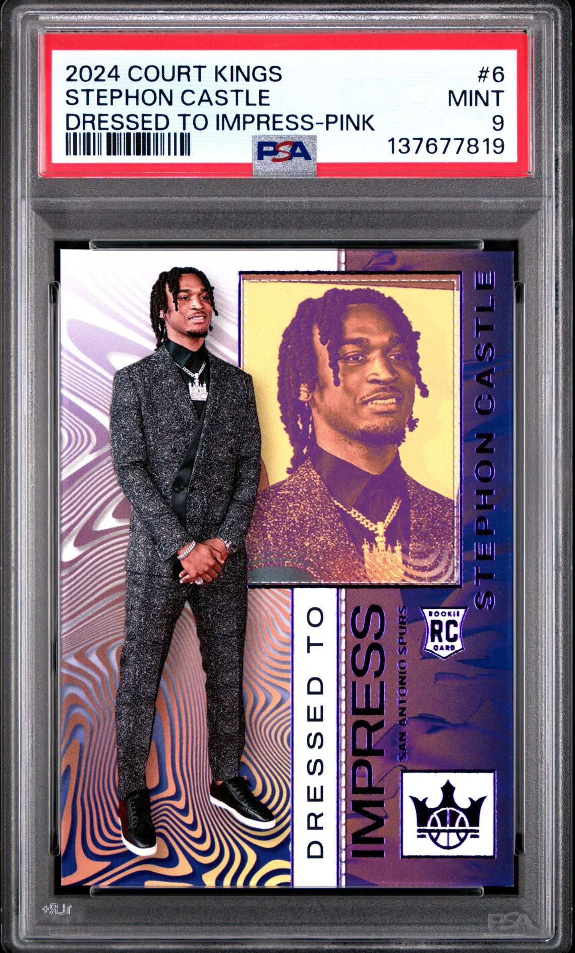 2024 Panini Court Kings Dressed To Impress Stephon Castle #6 (Dressed To Impress-Pink) Mint 9 front