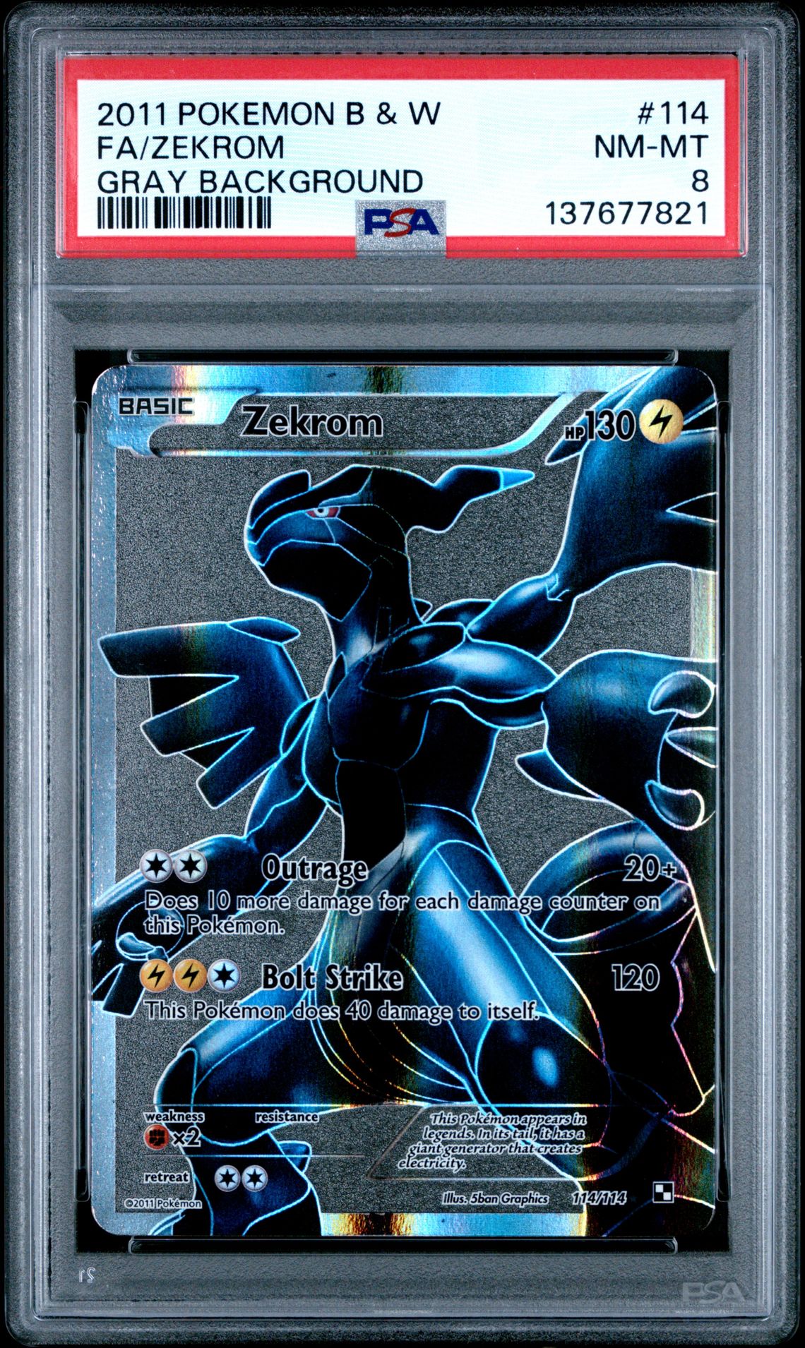 2011 Pokemon Black & White Fa/Zekrom #114 (Gray Background) Nm-Mt 8 front