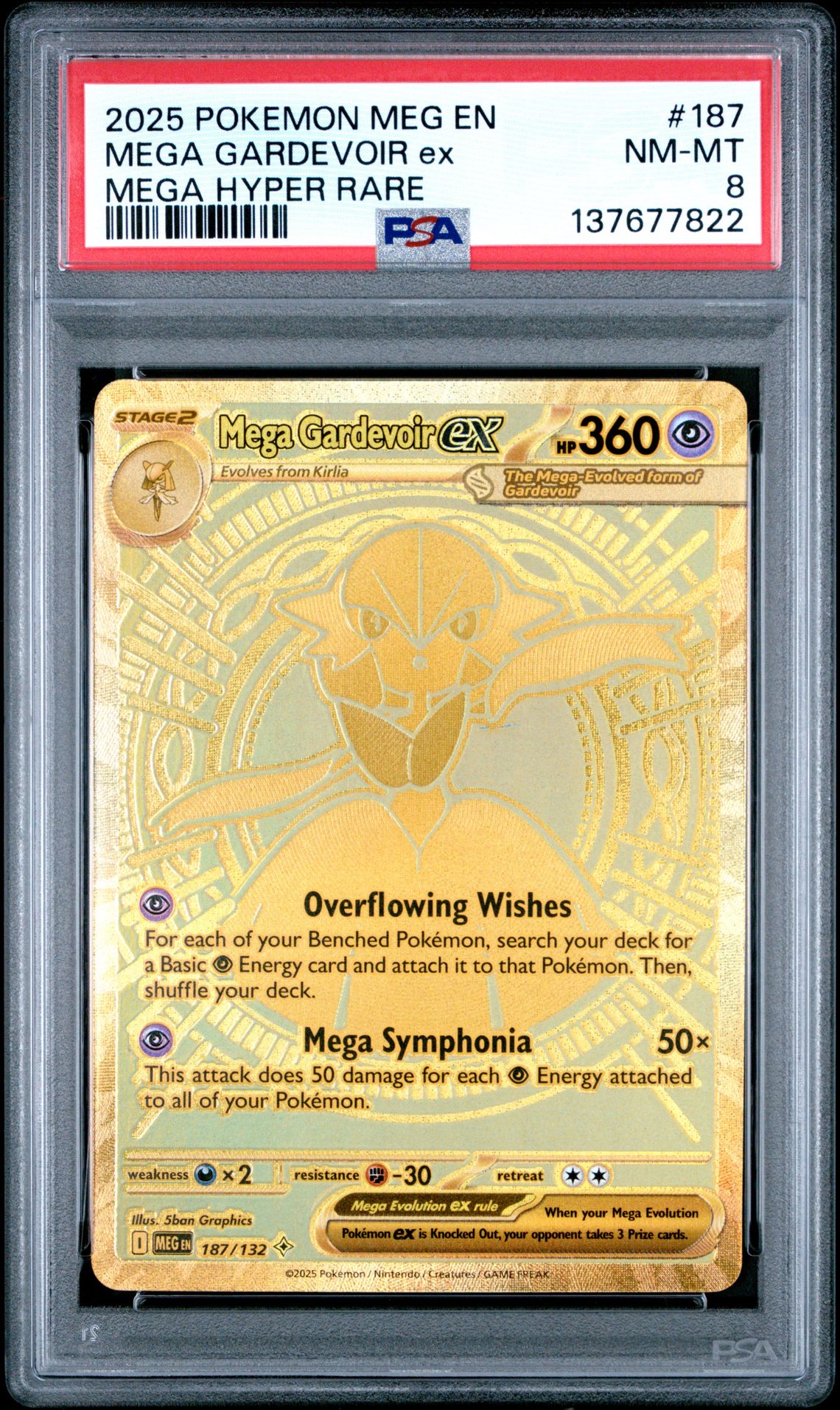2025 Pokemon Meg En-Mega Evolution Mega Gardevoir Ex #187 (Mega Hyper Rare) Nm-Mt 8 front