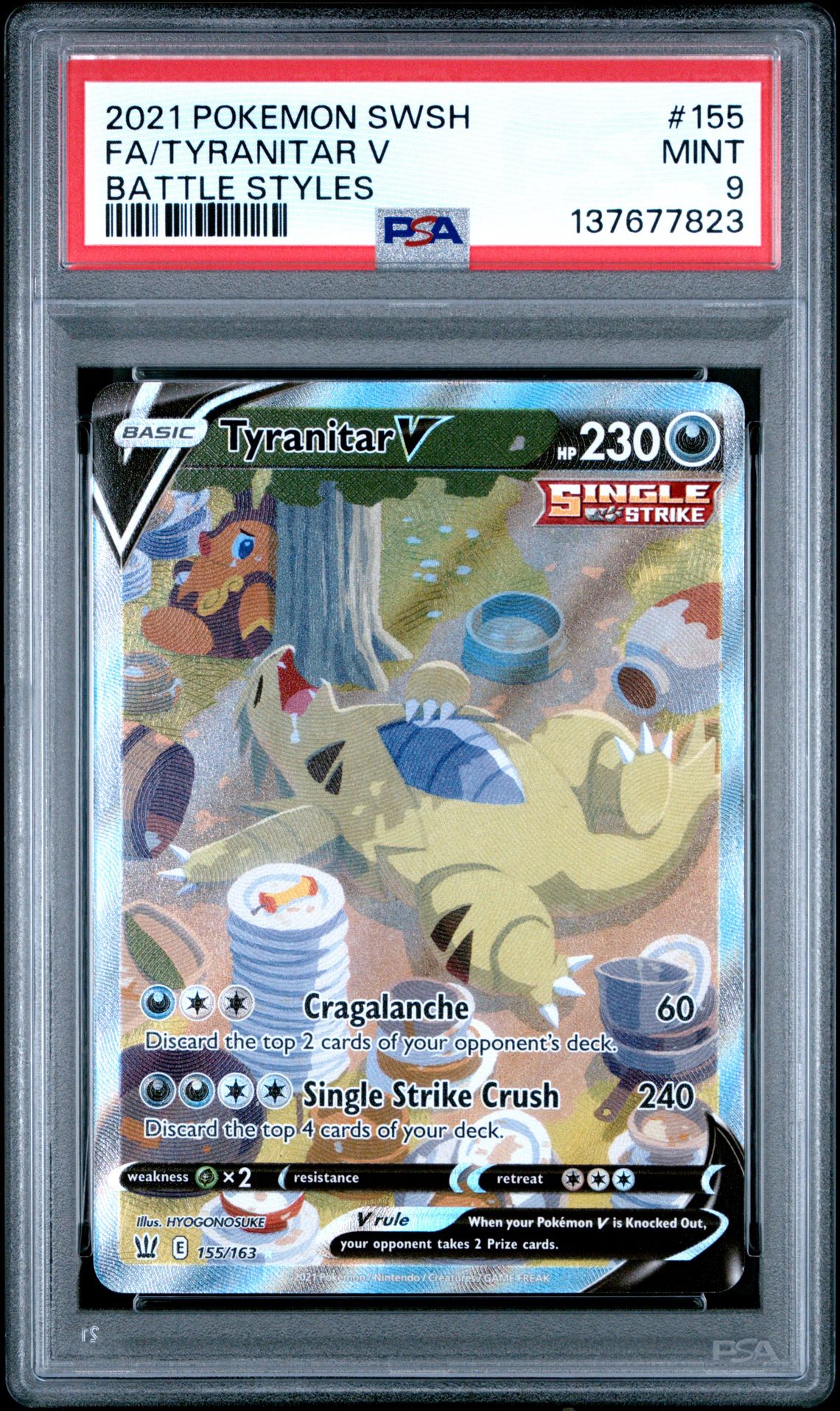 2021 Pokemon Sword & Shield Battle Styles Fa/Tyranitar V #155 (Battle Styles) Mint 9 front