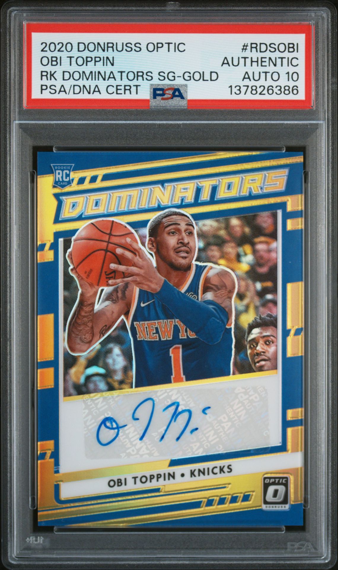 2020 Panini Donruss Optic Rookie Dominators Signatures Obi Toppin #Rdsobi (Rk Dominators Sg-Gold) N0: Authentic front