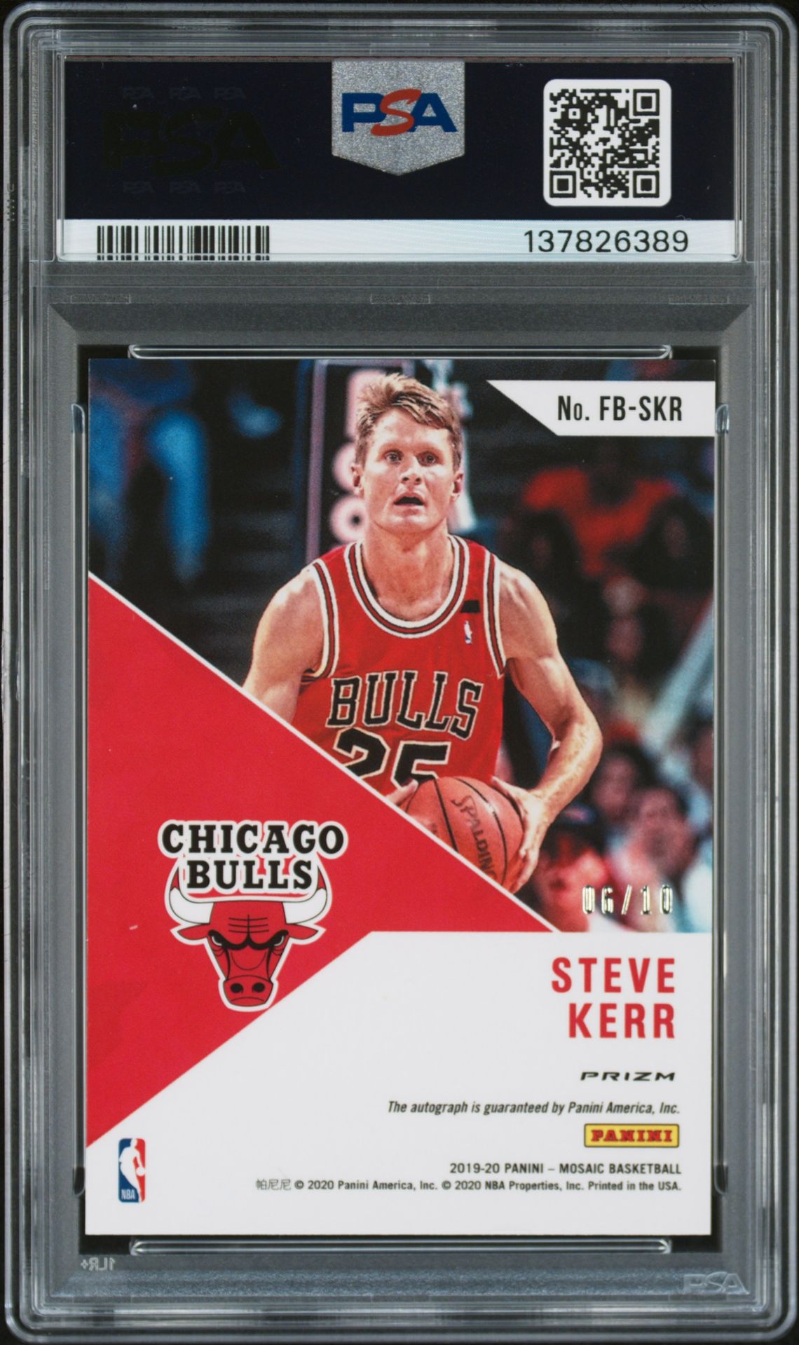 2019 Panini Mosaic Autographs Fast Break Steve Kerr #Fbskr (Auto.fast Break-Gold) N0: Authentic back