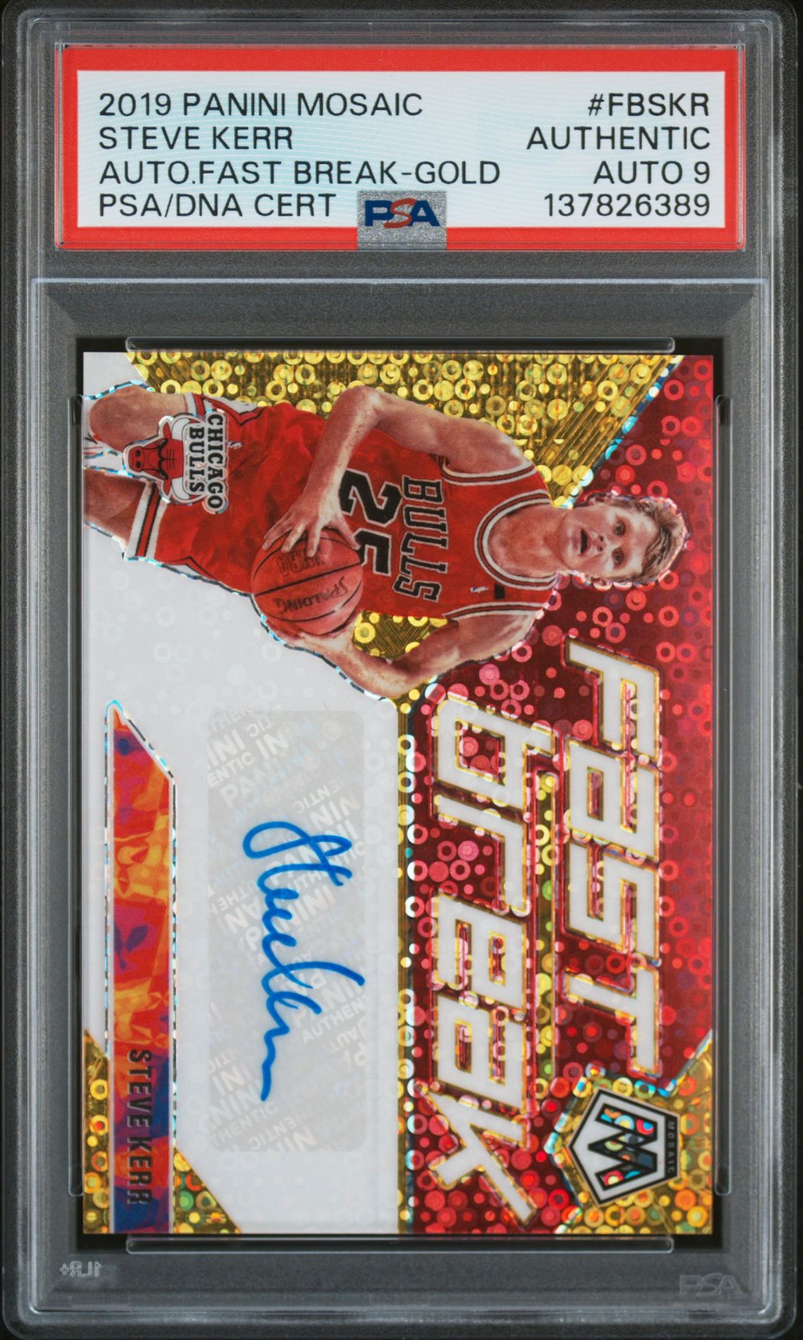 2019 Panini Mosaic Autographs Fast Break Steve Kerr #Fbskr (Auto.fast Break-Gold) N0: Authentic front