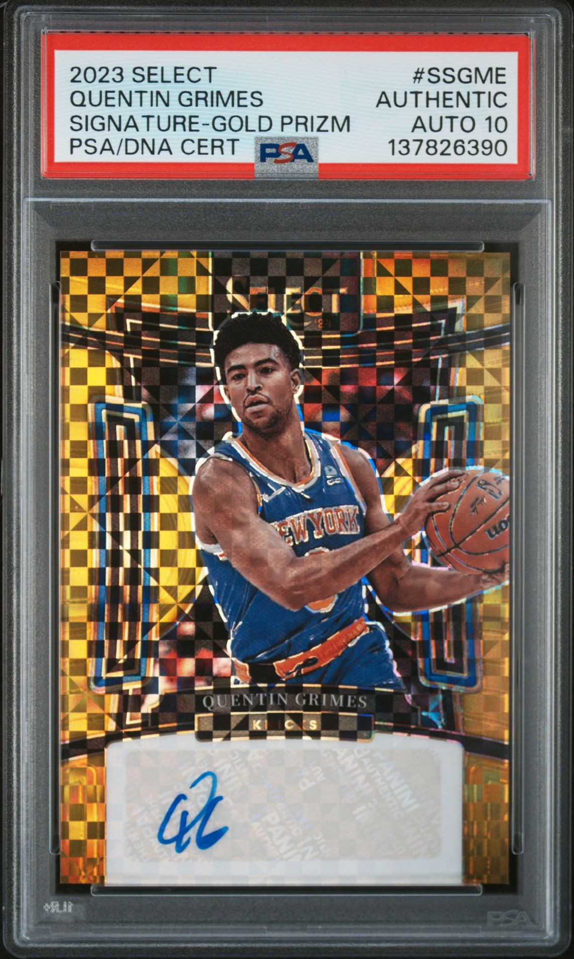 2023 Panini Select Signatures Quentin Grimes #Ssgme (Signature-Gold Prizm) N0: Authentic front