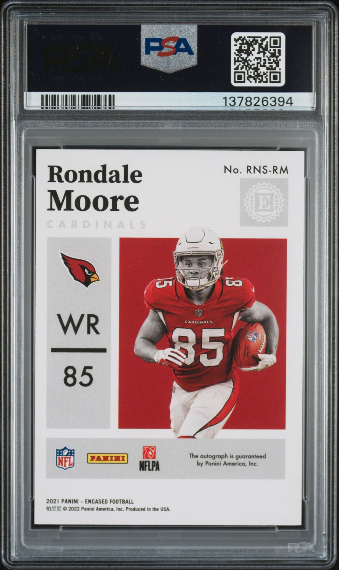 2021 Panini Encased Rookie Notable Signatures Rondale Moore #Rnsrm (Rke.notable Sig-Gold) N0: Authentic back