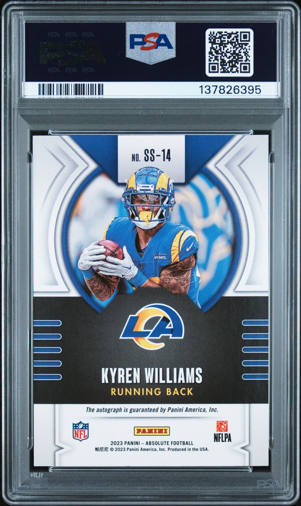 2023 Panini Absolute Signature Standouts Kyren Williams #Ss14 (Sig Standouts-Gold) N0: Authentic back