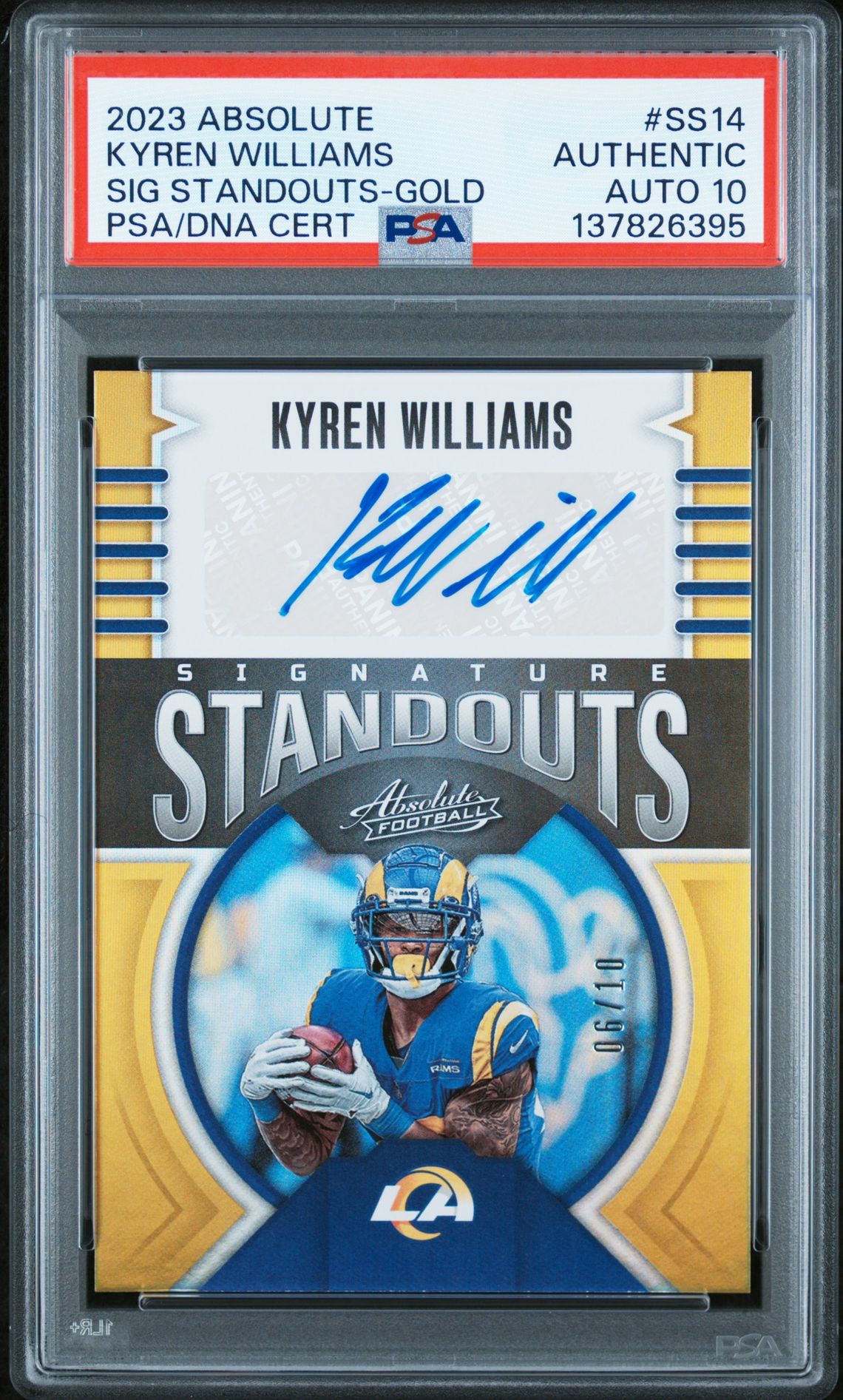 2023 Panini Absolute Signature Standouts Kyren Williams #Ss14 (Sig Standouts-Gold) N0: Authentic front