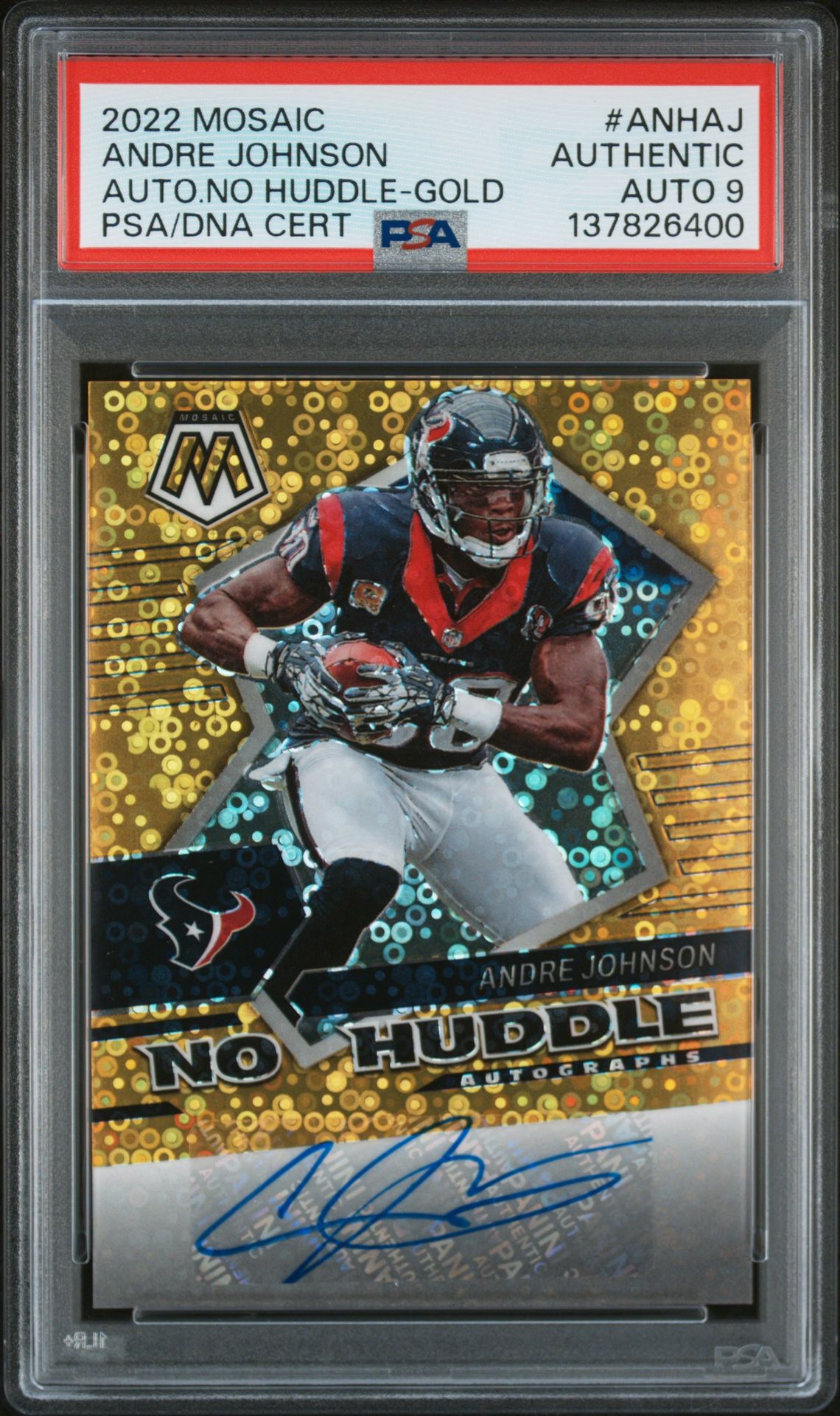 2022 Panini Mosaic Autographs No Huddle Andre Johnson #Anhaj (Auto.no Huddle-Gold) N0: Authentic front