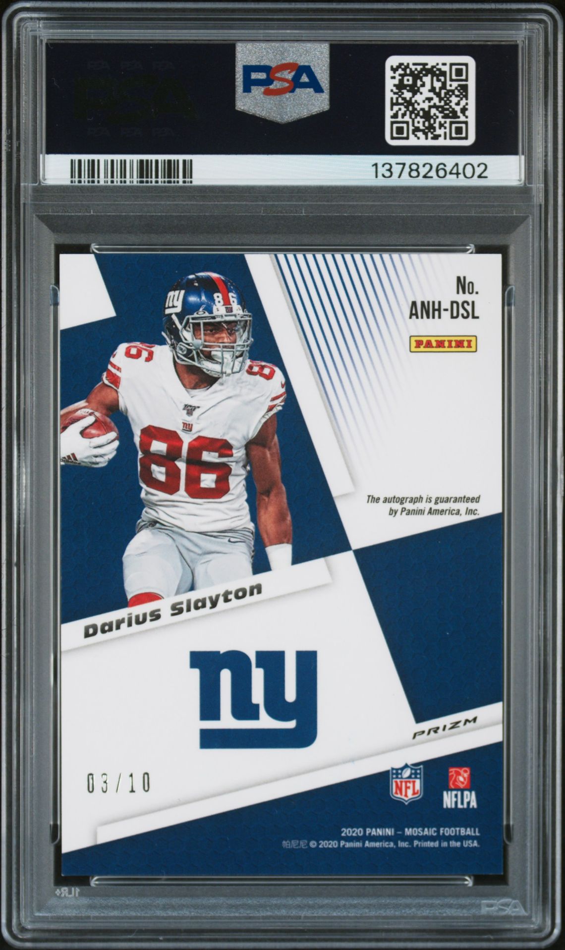 2020 Panini Mosaic Autographs No Huddle Darius Slayton #Anhdsl (Auto.no Huddle-Gold) N0: Authentic back