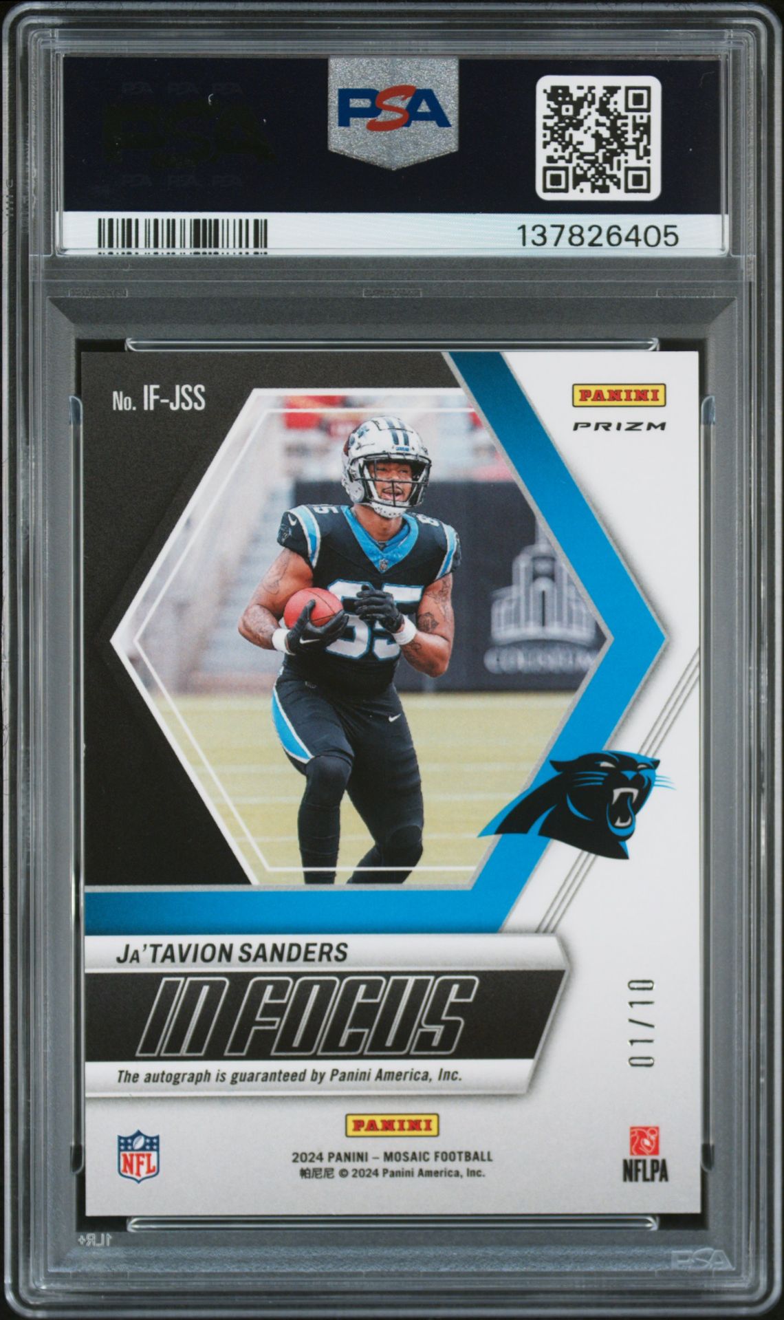 2024 Panini Mosaic In Focus Signatures Ja'tavion Sanders #Ifjss (In Focus Signature-Gold) N0: Authentic back