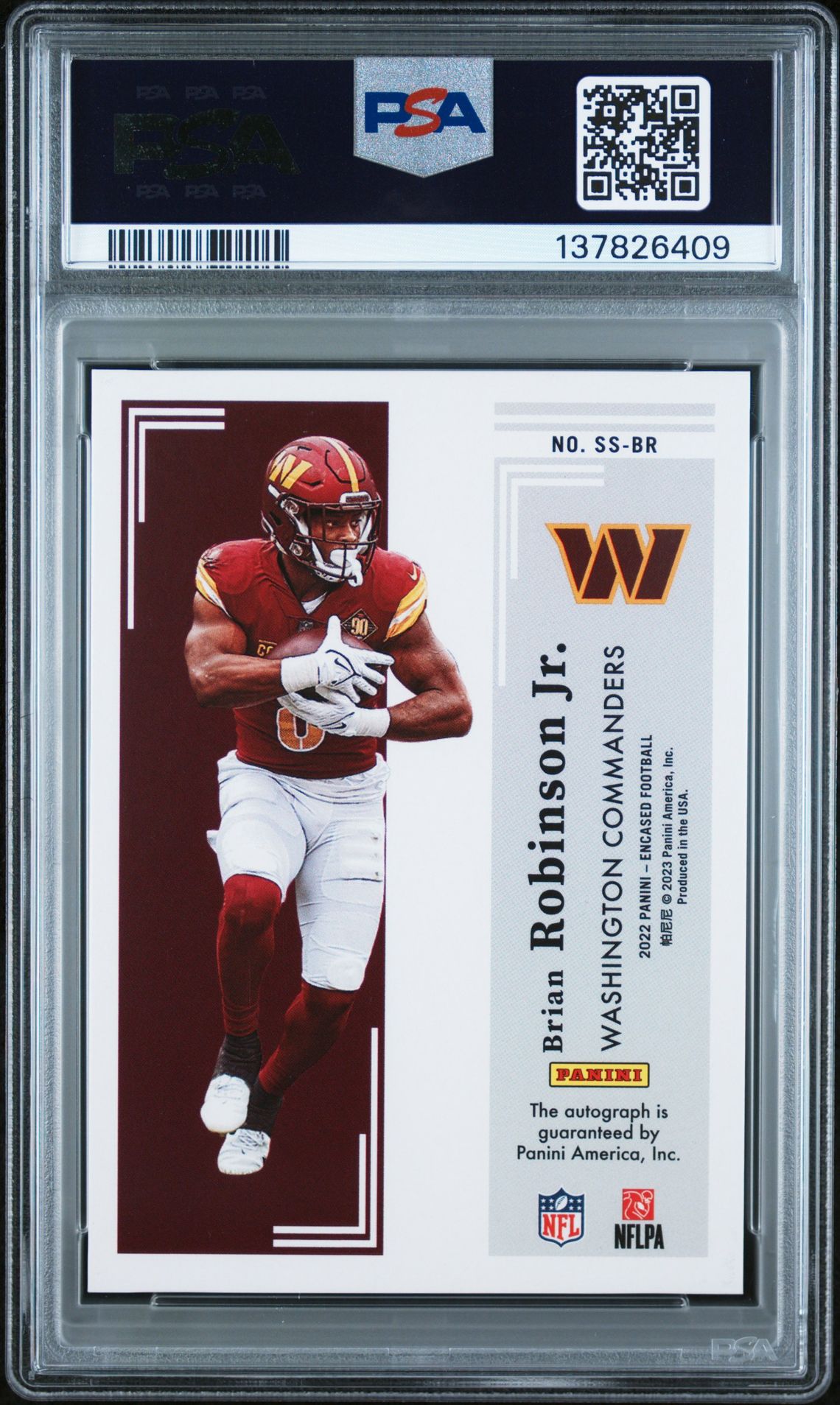 2022 Panini Encased Scripted Signatures Brian Robinson Jr. #Ssbr (Scripted Sig-Gold) N0: Authentic back