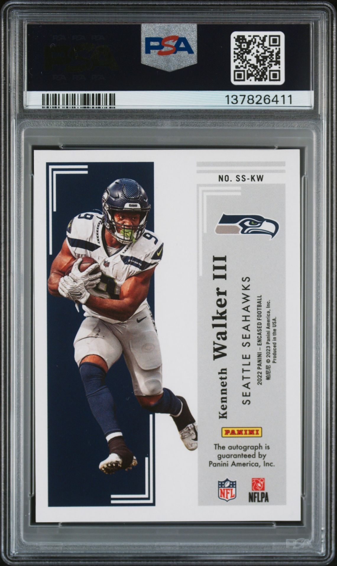 2022 Panini Encased Scripted Signatures Kenneth Walker Iii #Sskw (Scripted Signature-Gold) N0: Authentic back