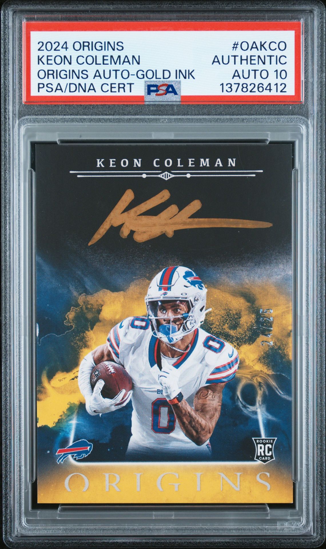 2024 Panini Origins Origins Autographs Keon Coleman #Oakco (Origins Auto-Gold Ink) N0: Authentic front