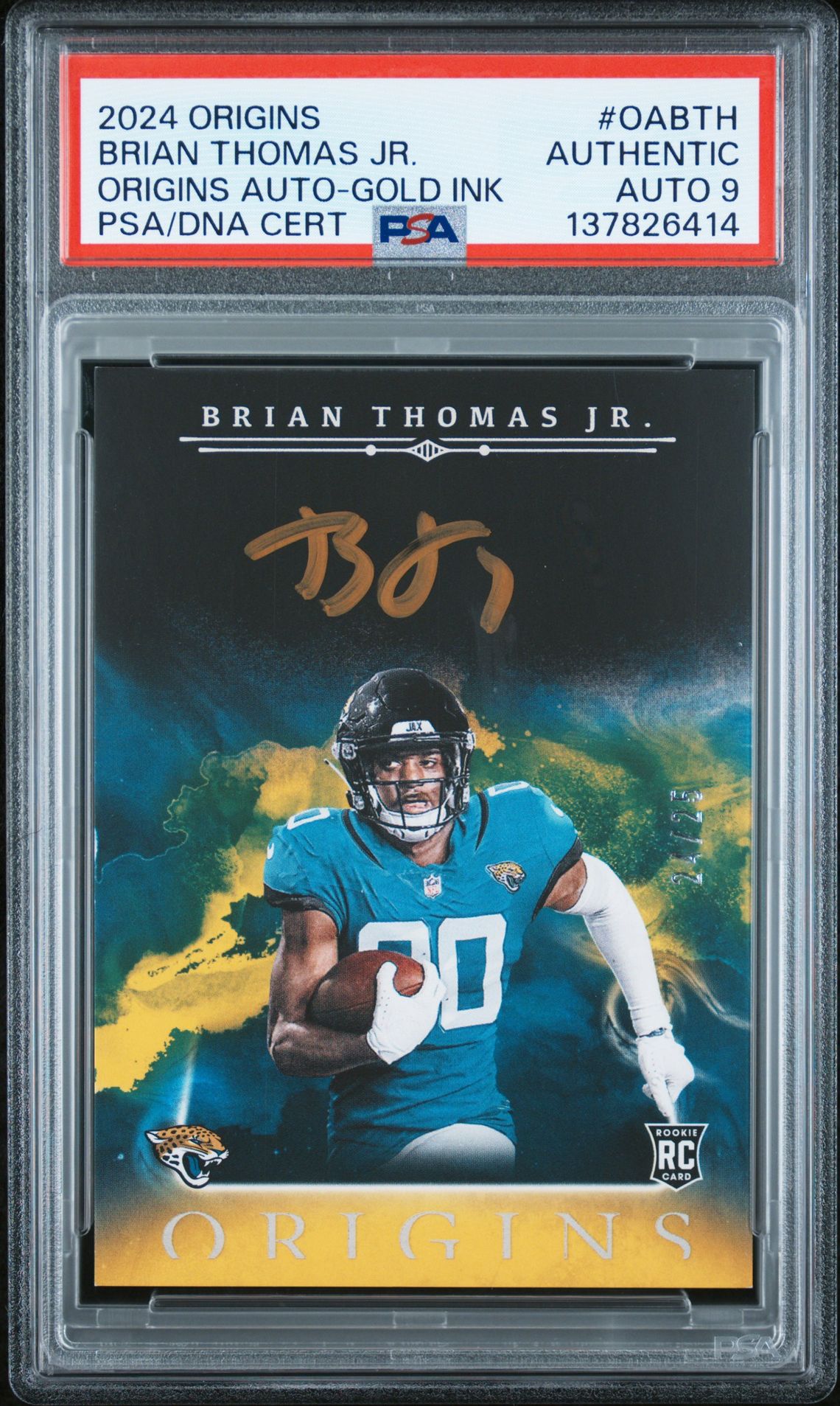 2024 Panini Origins Origins Autographs Brian Thomas Jr. #Oabth (Origins Auto-Gold Ink) N0: Authentic front