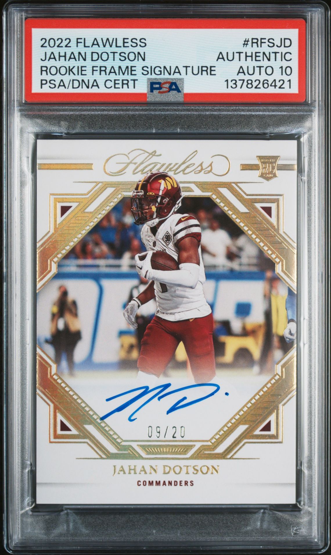 2022 Panini Flawless Rookie Frame Signatures Jahan Dotson #Rfsjd N0: Authentic front