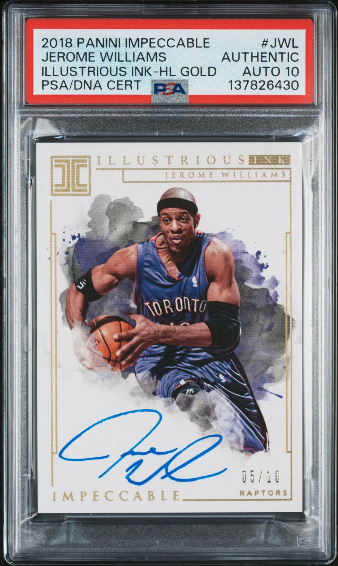 2018 Panini Impeccable Illustrious Ink Jerome Williams #Jwl (Illustrious Ink-Hl Gold) N0: Authentic front