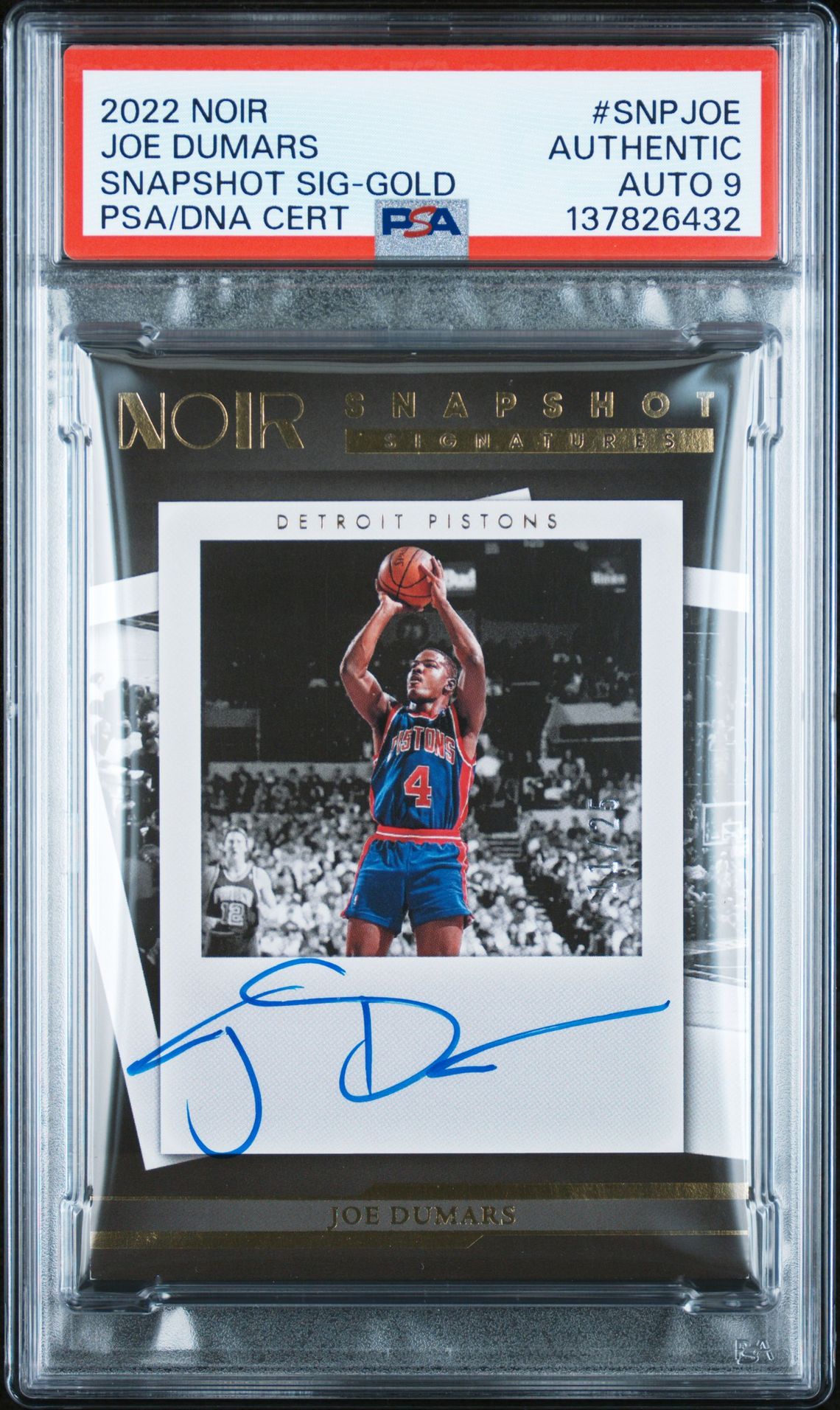 2022 Panini Noir Snapshot Signatures Joe Dumars #Snpjoe (Snapshot Sig-Gold) N0: Authentic front