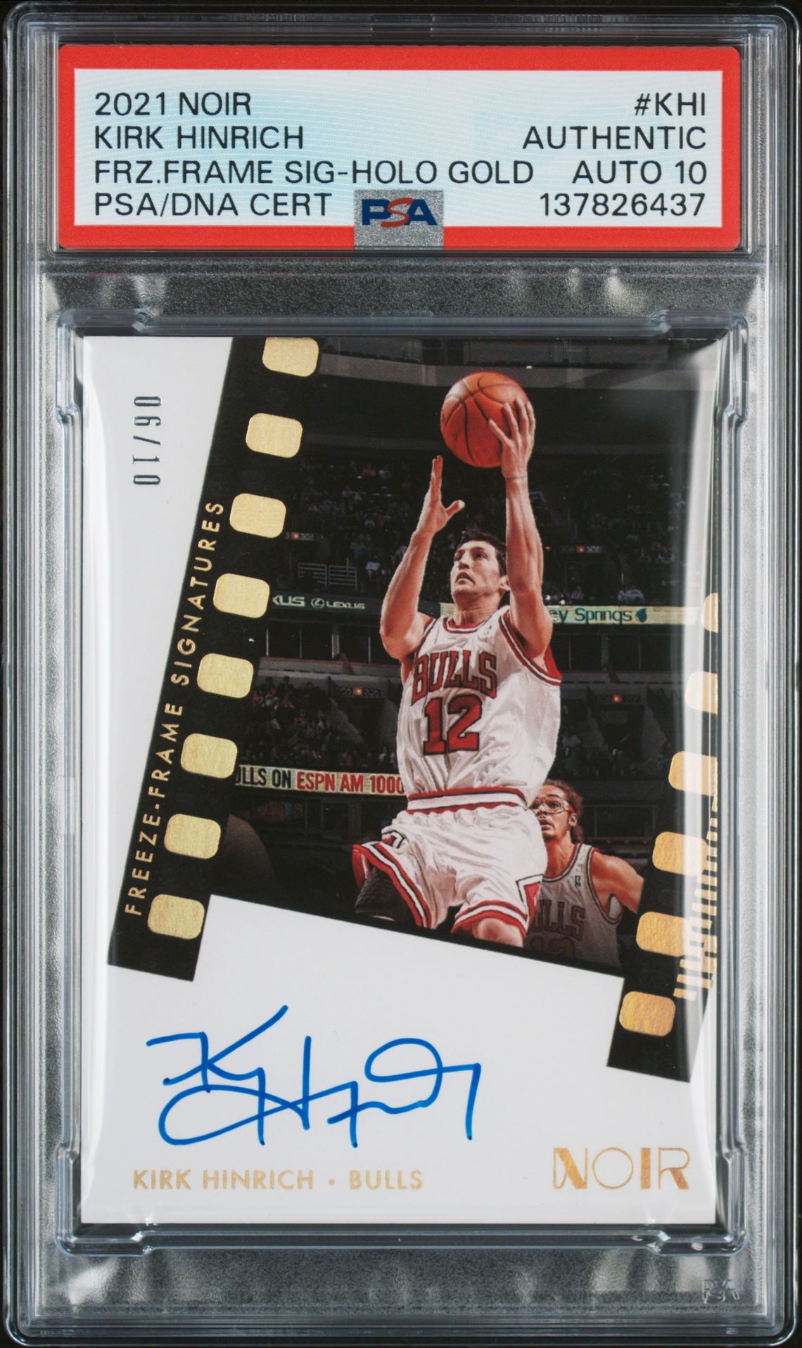 2021 Panini Noir Freeze Frame Signatures Kirk Hinrich #Khi (Frz.frame Sig-Holo Gold) N0: Authentic front