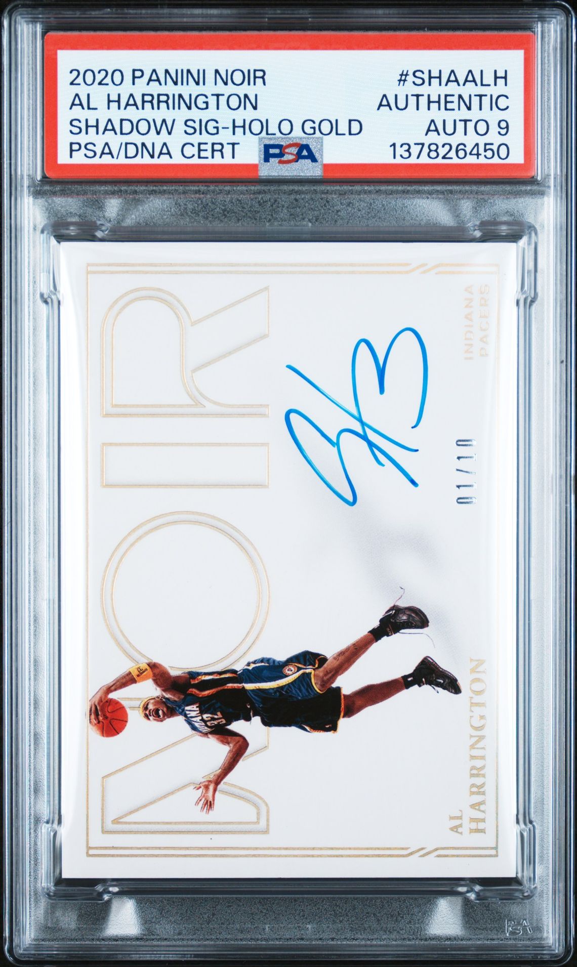2020 Panini Noir Shadow Signature Al Harrington #Shaalh (Shadow Sig-Holo Gold) N0: Authentic front