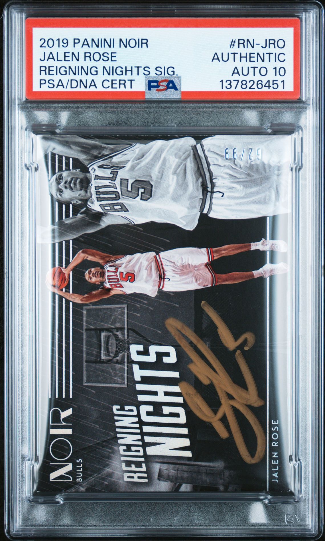 2019 Panini Noir Reigning Nights Signatures Jalen Rose #Rn-Jro (Reigning Nights Sig.) N0: Authentic front