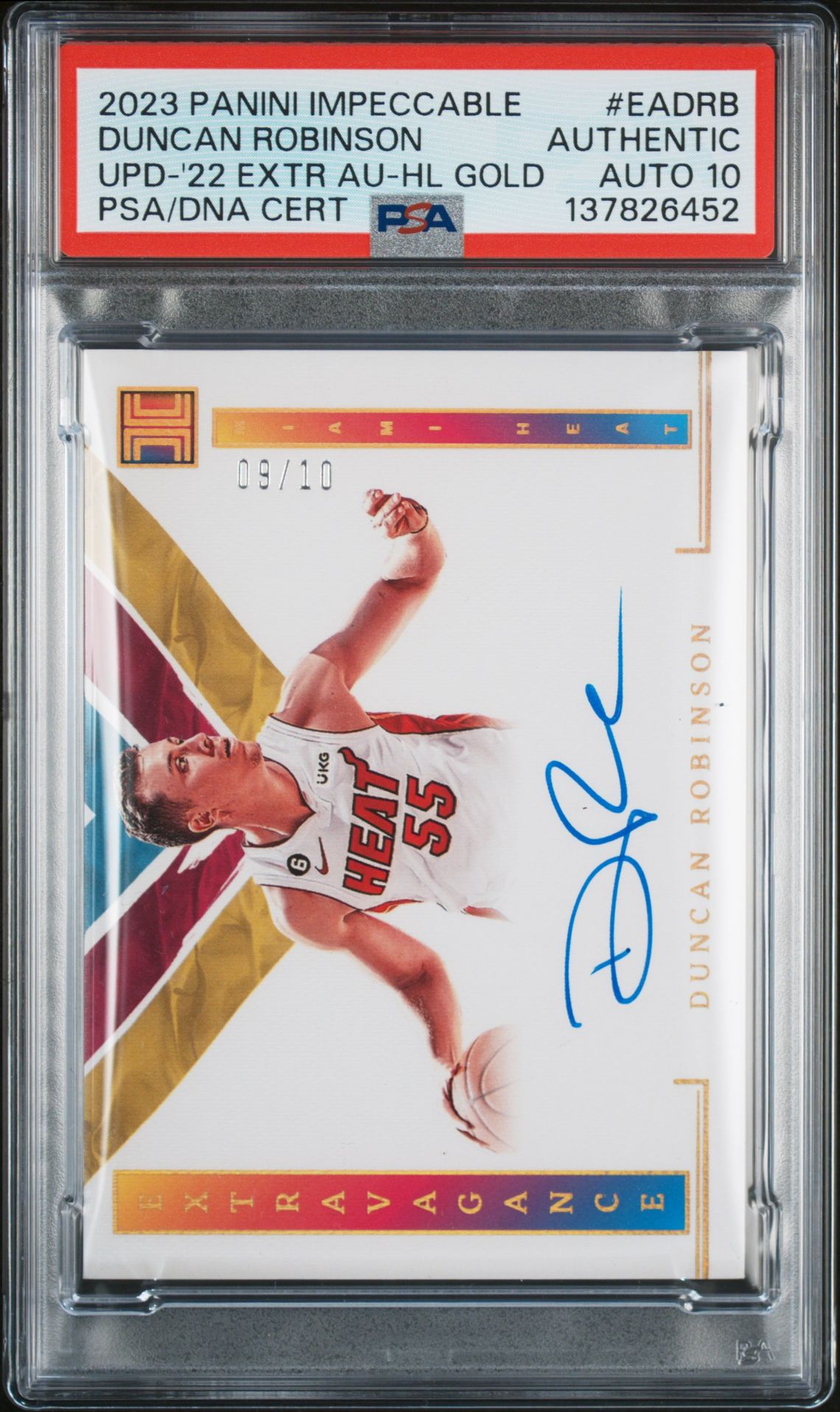 2023 Panini Impeccable Update Duncan Robinson #Eadrb (Upd-'22 Extr Au-Hl Gold) N0: Authentic front