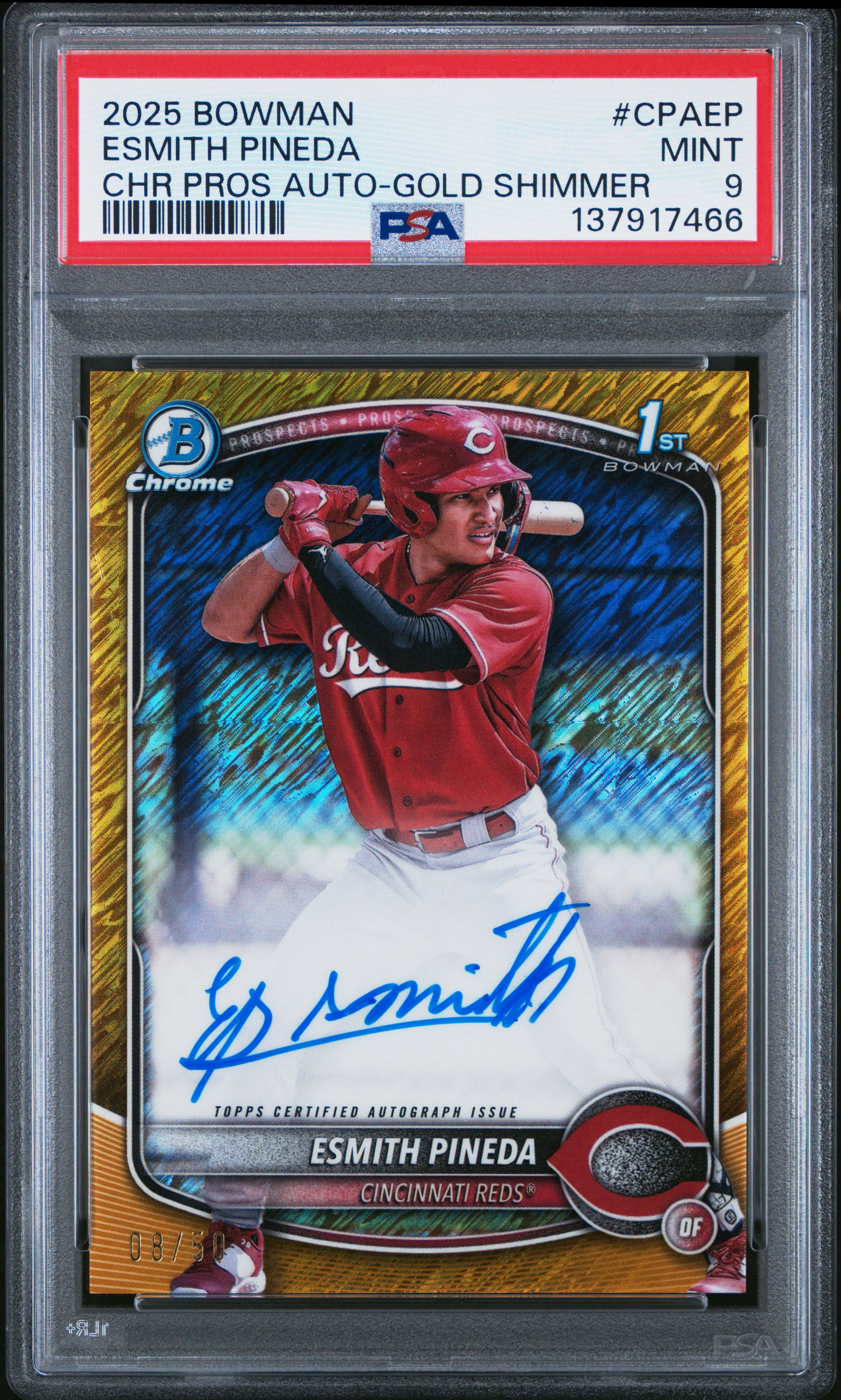 2025 #CPAEP Esmith Pineda PSA 9 Bowman Chrome Prospect Autographs